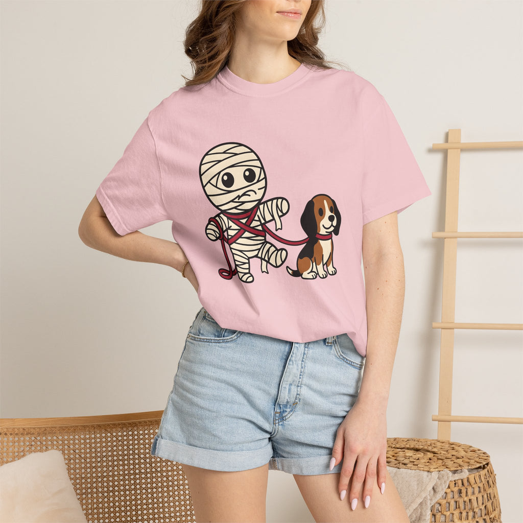 Wrapped Dog Shirt Dog Spooky Gift Women Adorable Tee Puppy T-Shirt Dog Fan Canine Tshirt Horror Graphic Comic Dog Lead Tshirt