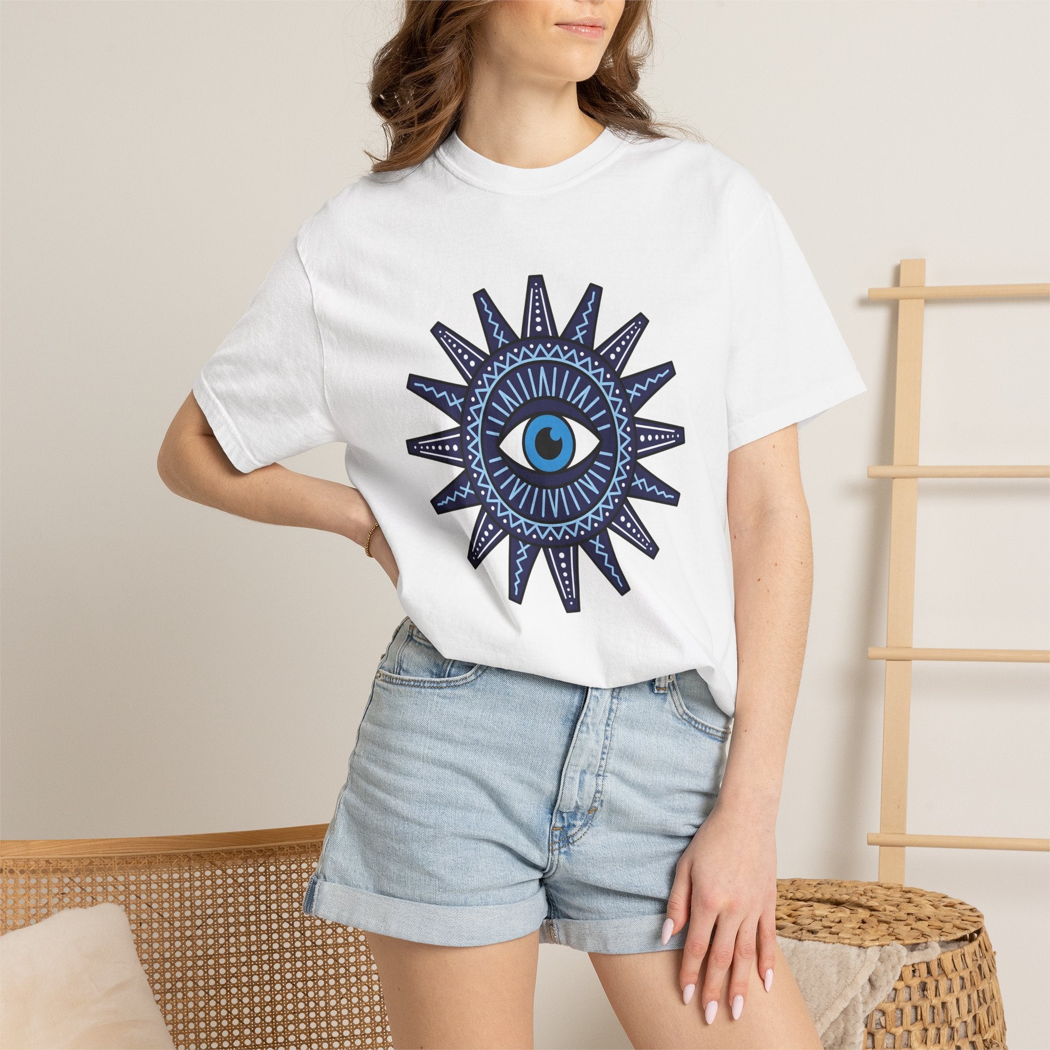 Evil Eye Shirt Boho Chic Spiritual Gift Women Geometric Tee Nazar T-Shirt Bohemian Enthusiast Abstract Tshirt Mystical Graphic Minimalist