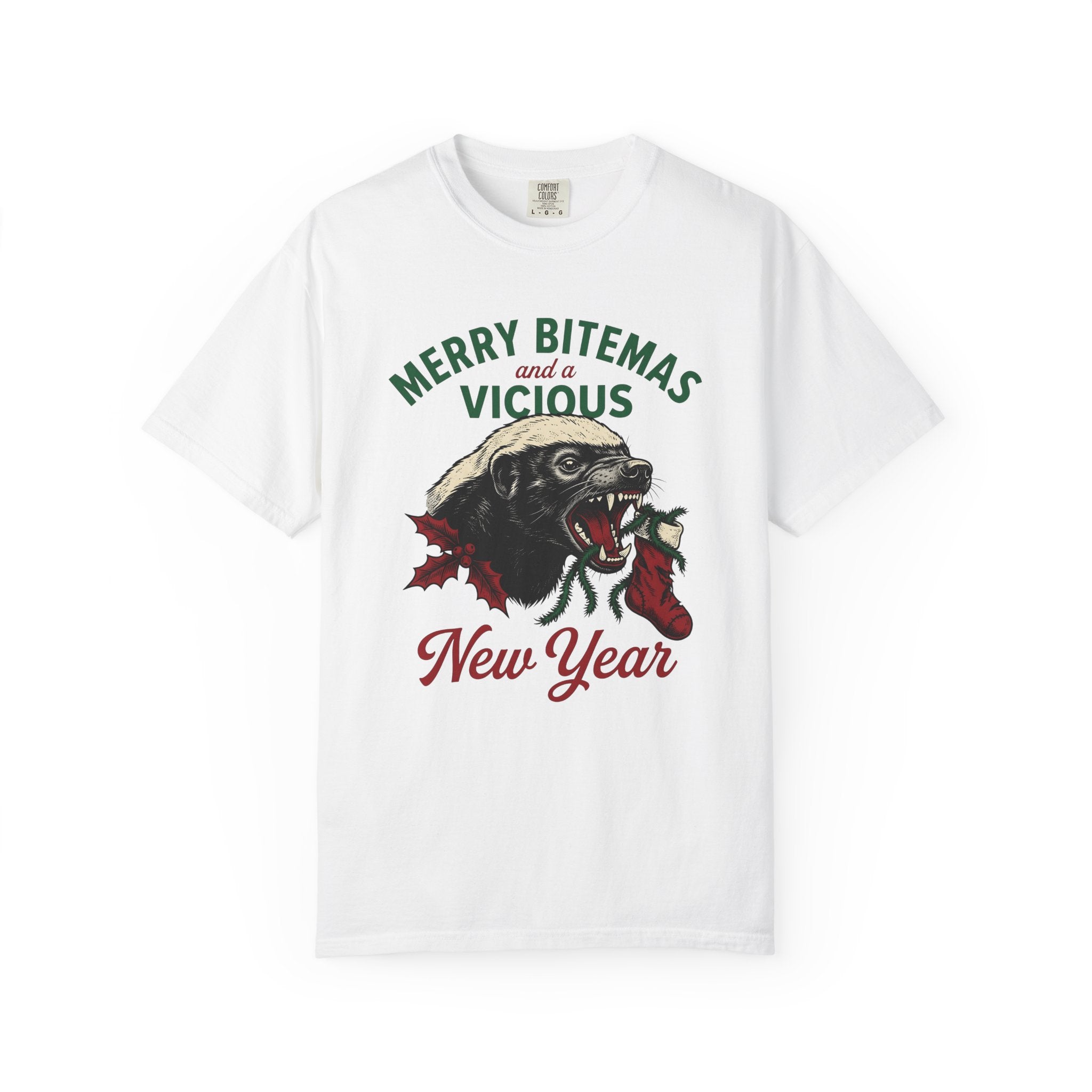 Honey Badger Shirt Christmas Wildlife Gift Women Classic Tee Ratel T-Shirt Xmas Fan Animal Graphic Tshirt Doodle Xmas Stocking Tshirt