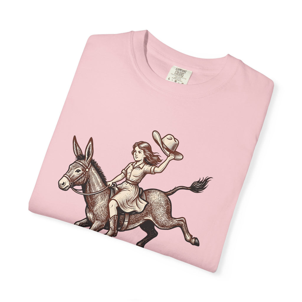 Cowgirl Burro Shirt Cowgirl Prairie Gift Women Sketch Tee Donkey T-Shirt Cowgirl Fan Hand Drawn Tshirt Prairie Graphic Vintage Western Hat