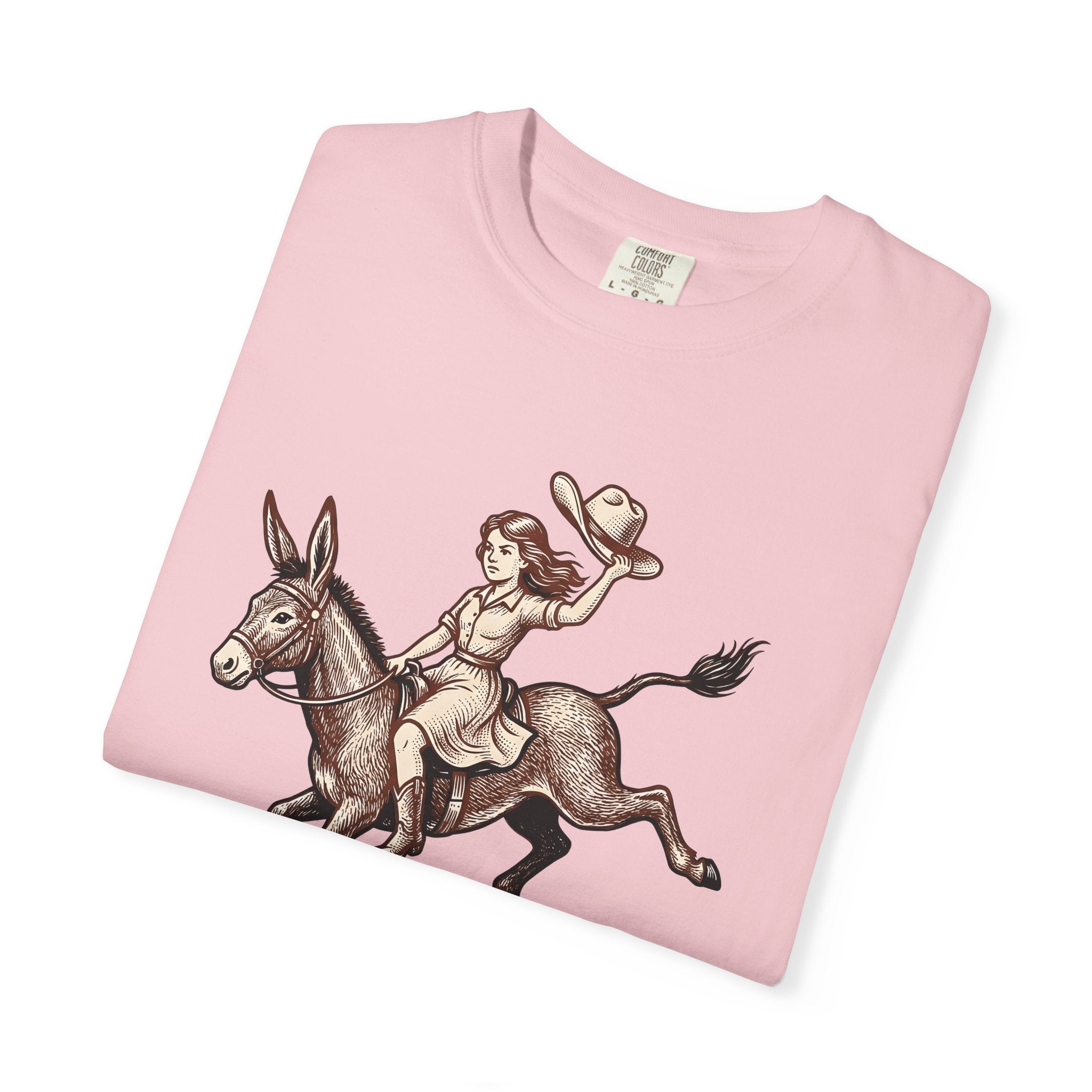 Cowgirl Burro Shirt Cowgirl Prairie Gift Women Sketch Tee Donkey T-Shirt Cowgirl Fan Hand Drawn Tshirt Prairie Graphic Vintage Western Hat