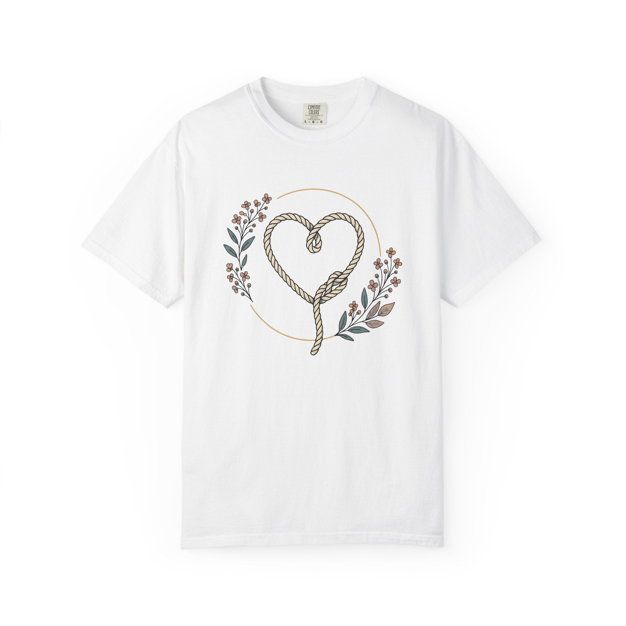 Twine Heart Shirt Cowgirl Cowboy Gift Women Rustic Tee Heart Twine T-Shirt Rodeo Fan Country Tshirt Cowboy Graphic Simple Meadow Flowers