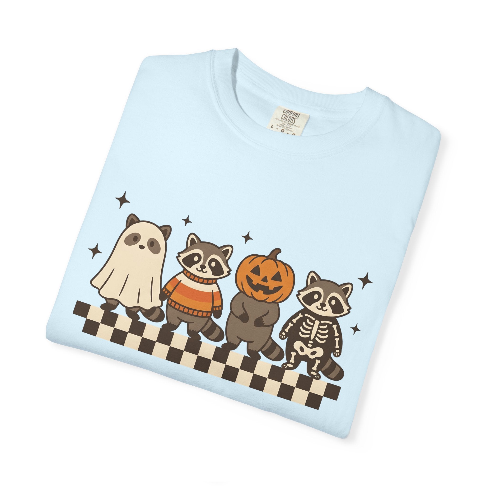 Raccoon Outfits Shirt Halloween Wildlife Gift Women Cute Tee Trash Panda T-Shirt Spooky Fan Kawaii Tshirt Animal Graphic Vintage Plaid