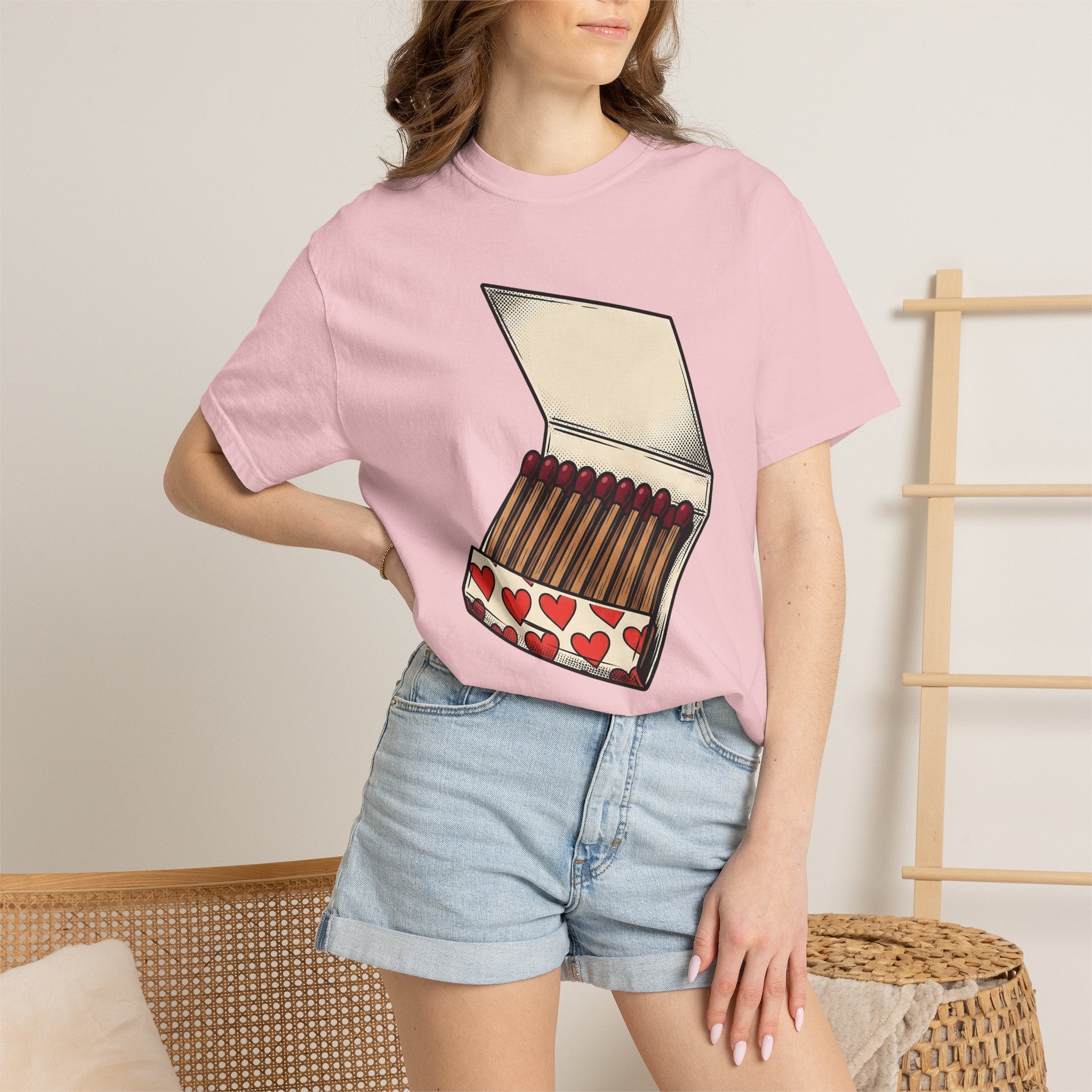 Matchbox Hearts Shirt St. Valentine's Day Romance Gift Women Pop Art Tee Matchboxes T-Shirt Valentine Fan Pop Artistic Tshirt Love Graphic