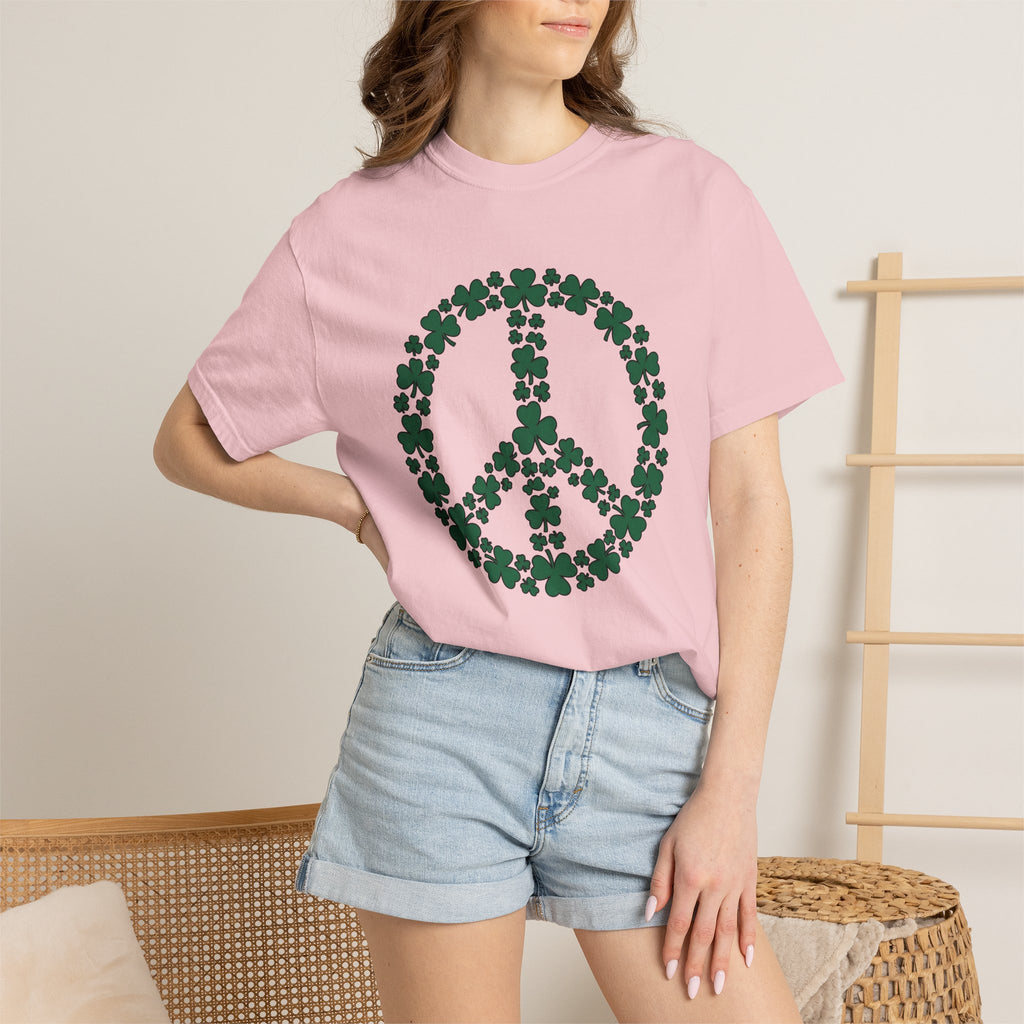 Shamrock Peace Logo Shirt St Patrick's Day Counterculture Gift Women Tribal Tee Peace Sign T-Shirt Lucky Fan Celtic Tshirt Alternative