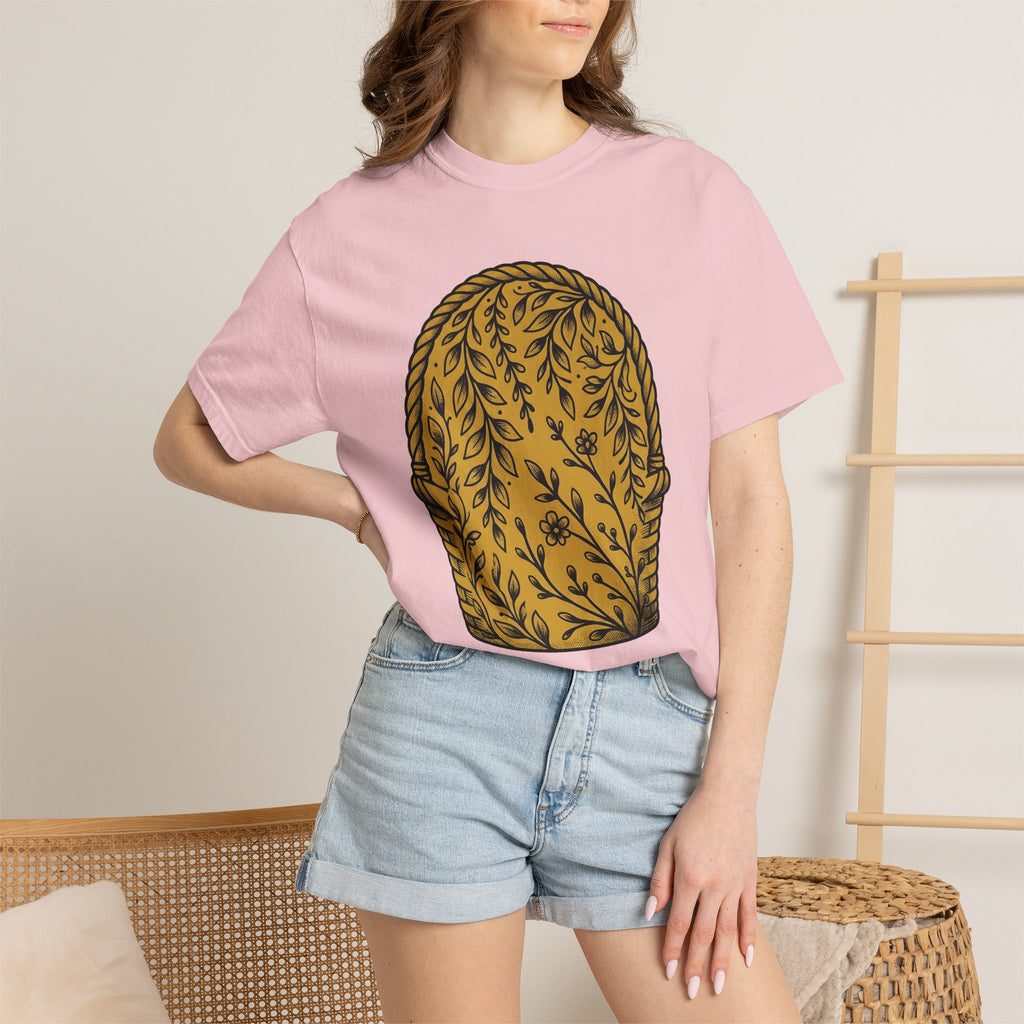 Basket Graphic Shirt Easter Spring Gift Women Botanical Tee Hamper T-Shirt Easter Fan Floral Illustration Graphic Hand Drawn Floral Tshirt