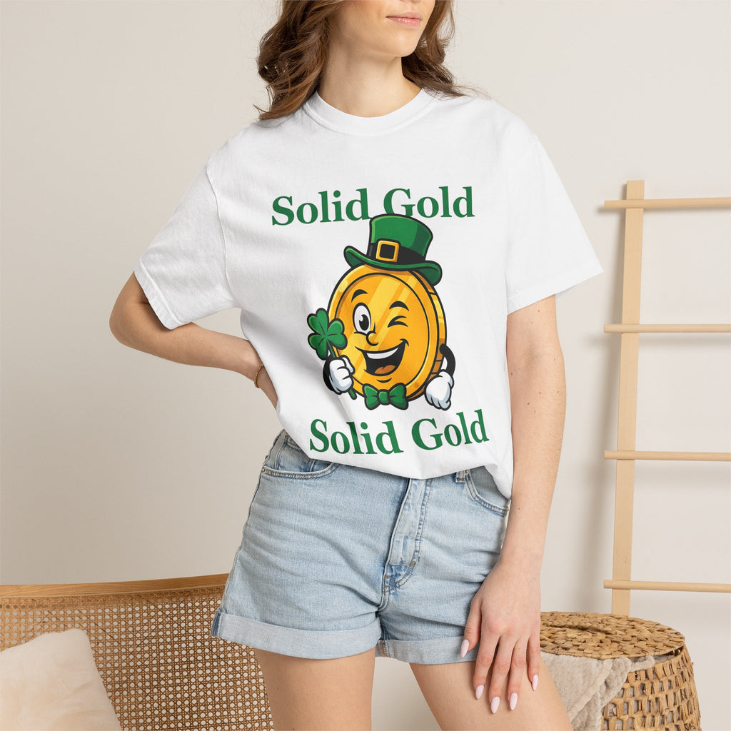 Gold Currency Figure Shirt St Patrick's Day Luck Gift Women Animated Tee Coin T-Shirt Shamrock Fan Cartoon Tshirt Fortune Graphic Bright