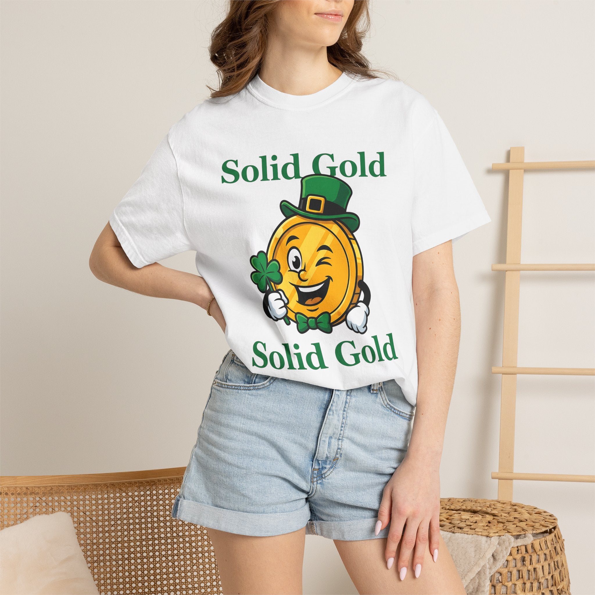 Gold Currency Figure Shirt St Patrick's Day Luck Gift Women Animated Tee Coin T-Shirt Shamrock Fan Cartoon Tshirt Fortune Graphic Bright