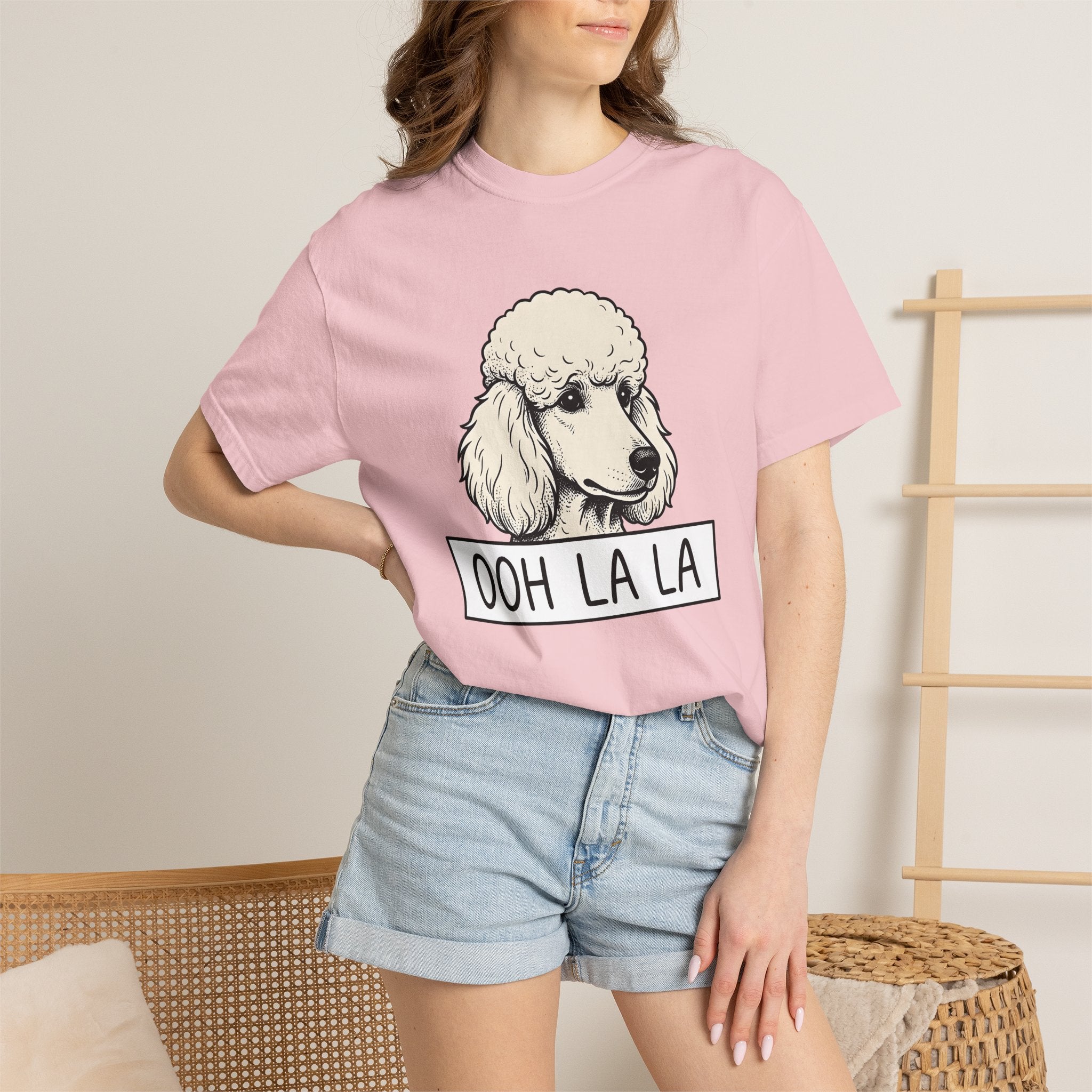 Poodle Puppy Shirt Dog Joke Gift Women Sketch Tee Puppy T-Shirt Dog Fan Canine Tshirt Funny Graphic Line Art Ribbon Tshirt