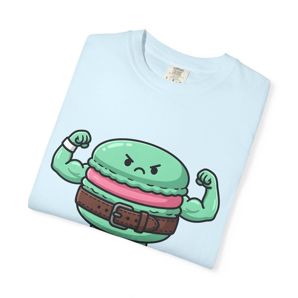 Buff Macaron Shirt Desserts Exercise Gift Women Charming Tee Macaroon T-Shirt Pastry Fan French Macaron Tshirt Fitness Graphic Animated