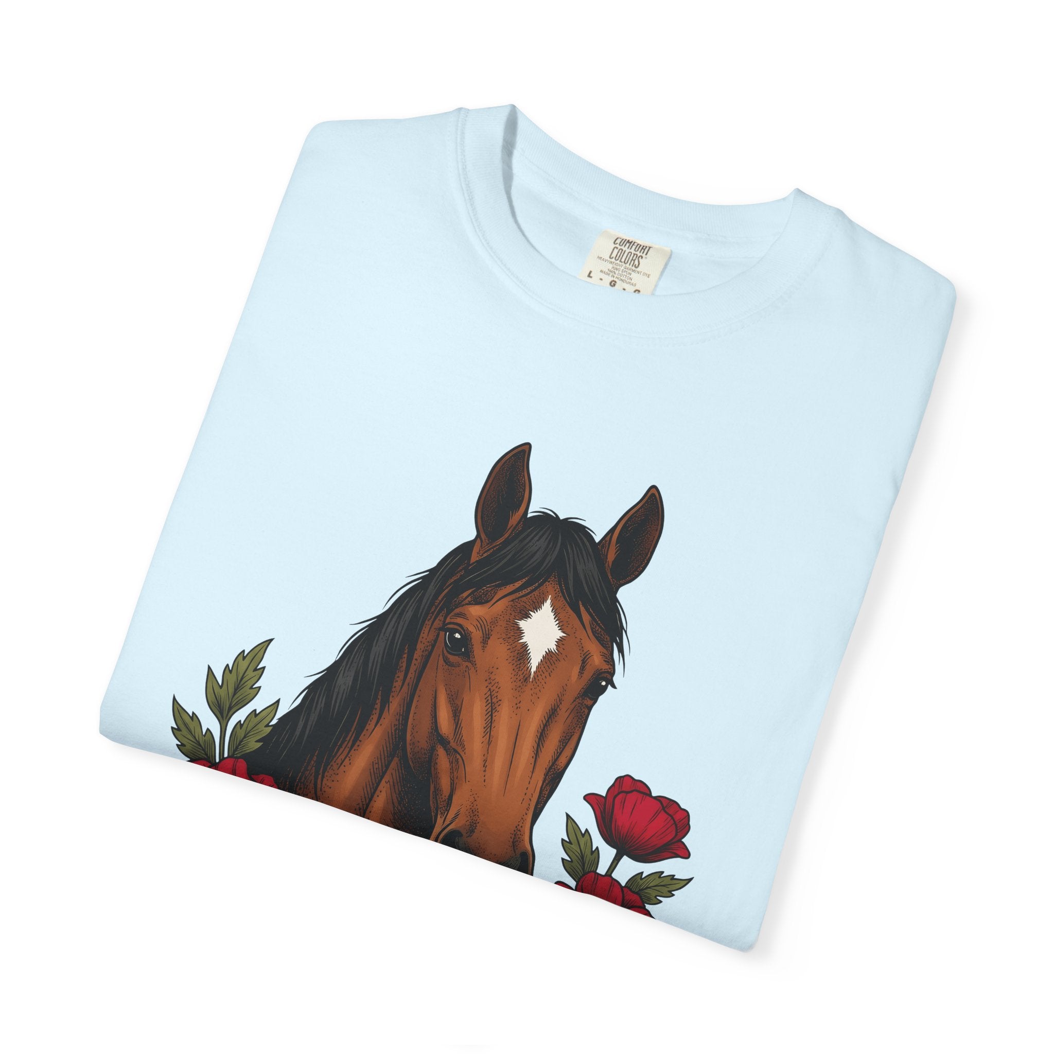 Horse Blossom Shirt Boho Chic Creature Gift Women Tribal Tee Mare T-Shirt Bohemian Fan Ethnic Tshirt Beast Graphic Hand Drawn Poppy Petal