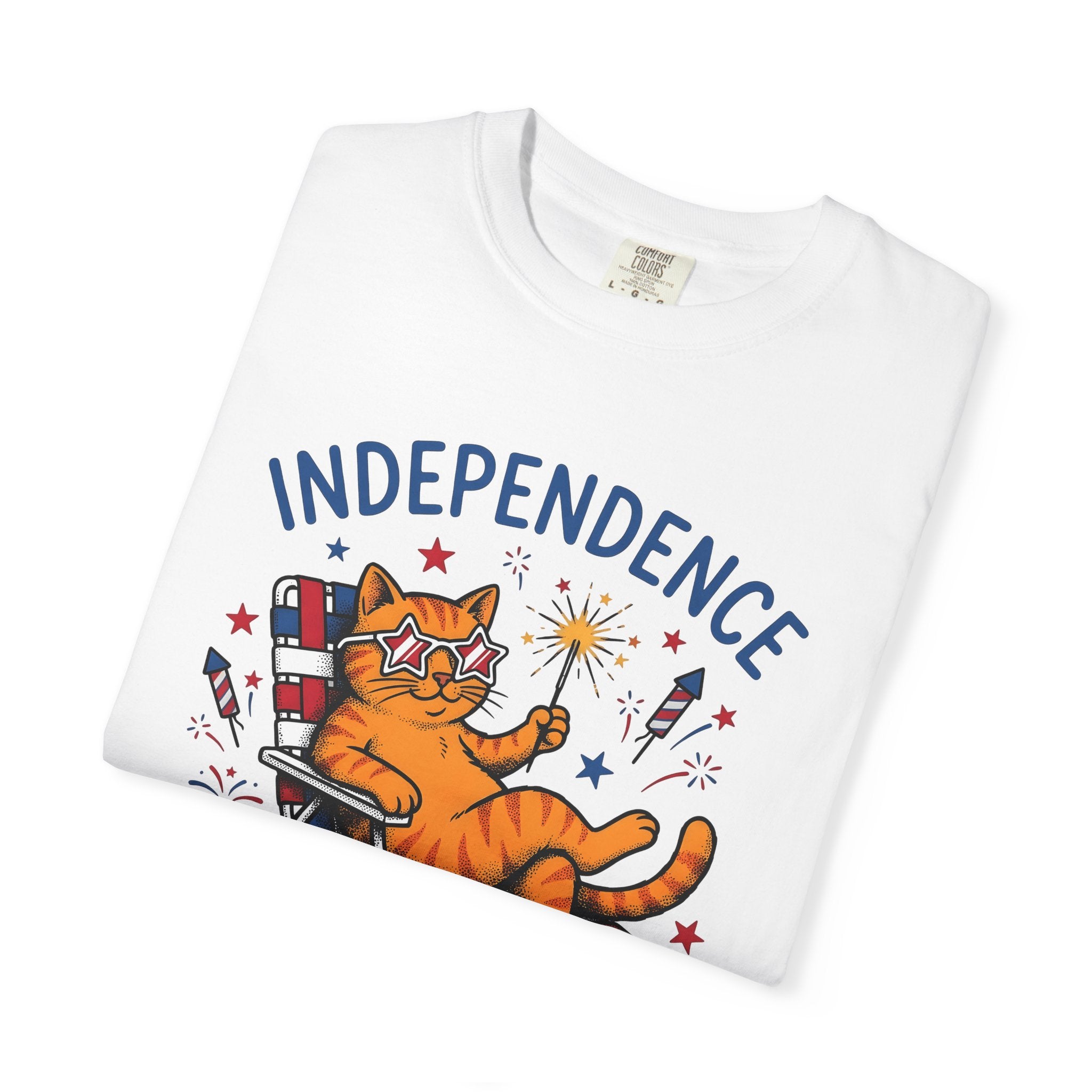 Flag Cat Shirt 4th Of July Animal Gift Women Hand Drawn Tee Kitty T-Shirt Patriot Fan Illustrated Tshirt Creatures Graphic Sketch