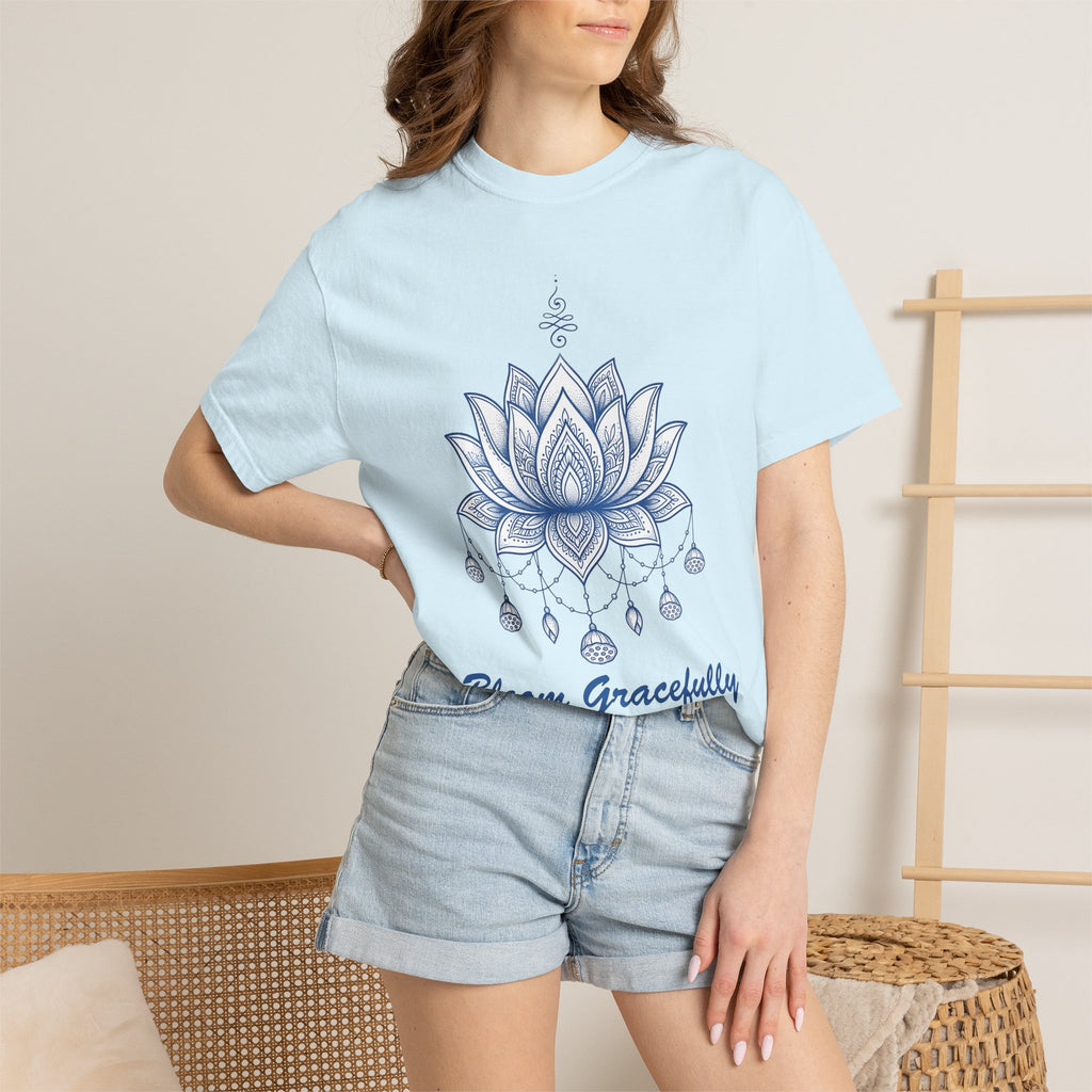 Sacred Lotus Shirt Boho Chic Mindfulness Gift Women Geometric Tee Lotus T-Shirt Bohemian Enthusiast Abstract Tshirt Meditation Graphic Ink