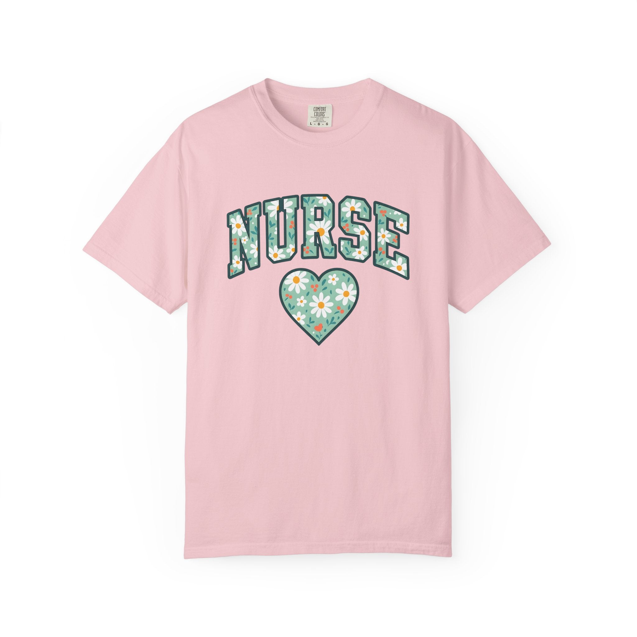 Blossom Heart Shirt Nurse Plants Gift Women Graphic Tee Heart T-Shirt Healthcare Enthusiast Illustration Design Floral Graphic Classic Daisy
