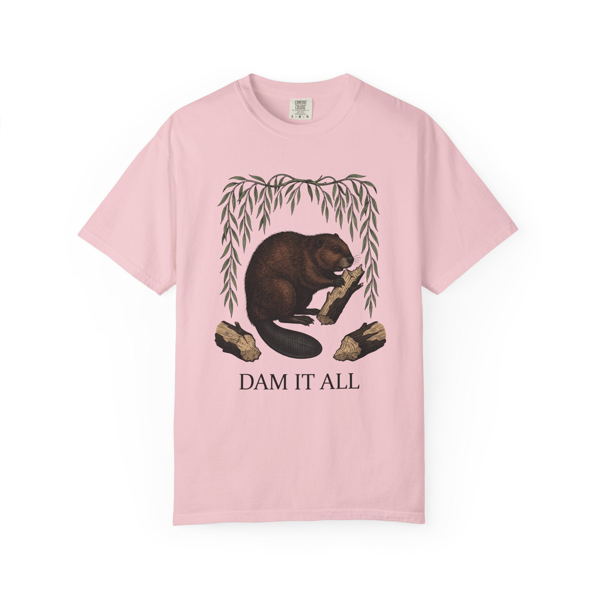 Beaver Artwork Shirt Animals Environment Gift Women Old School Tee Beaver T-Shirt Wildlife Fan Vintage Tshirt Eco Graphic Ink Willow Leaves