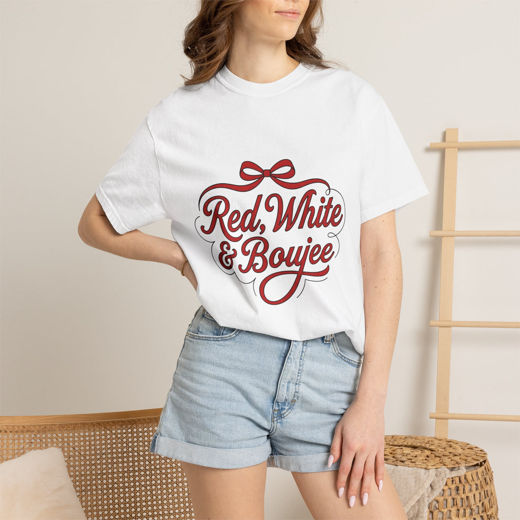 Red Ribbon Design Shirt 4th Of July Flag Gift Women Calligraphy Tee Ribbon T-Shirt Independence Day Fan Lettering Tshirt Banner Graphic