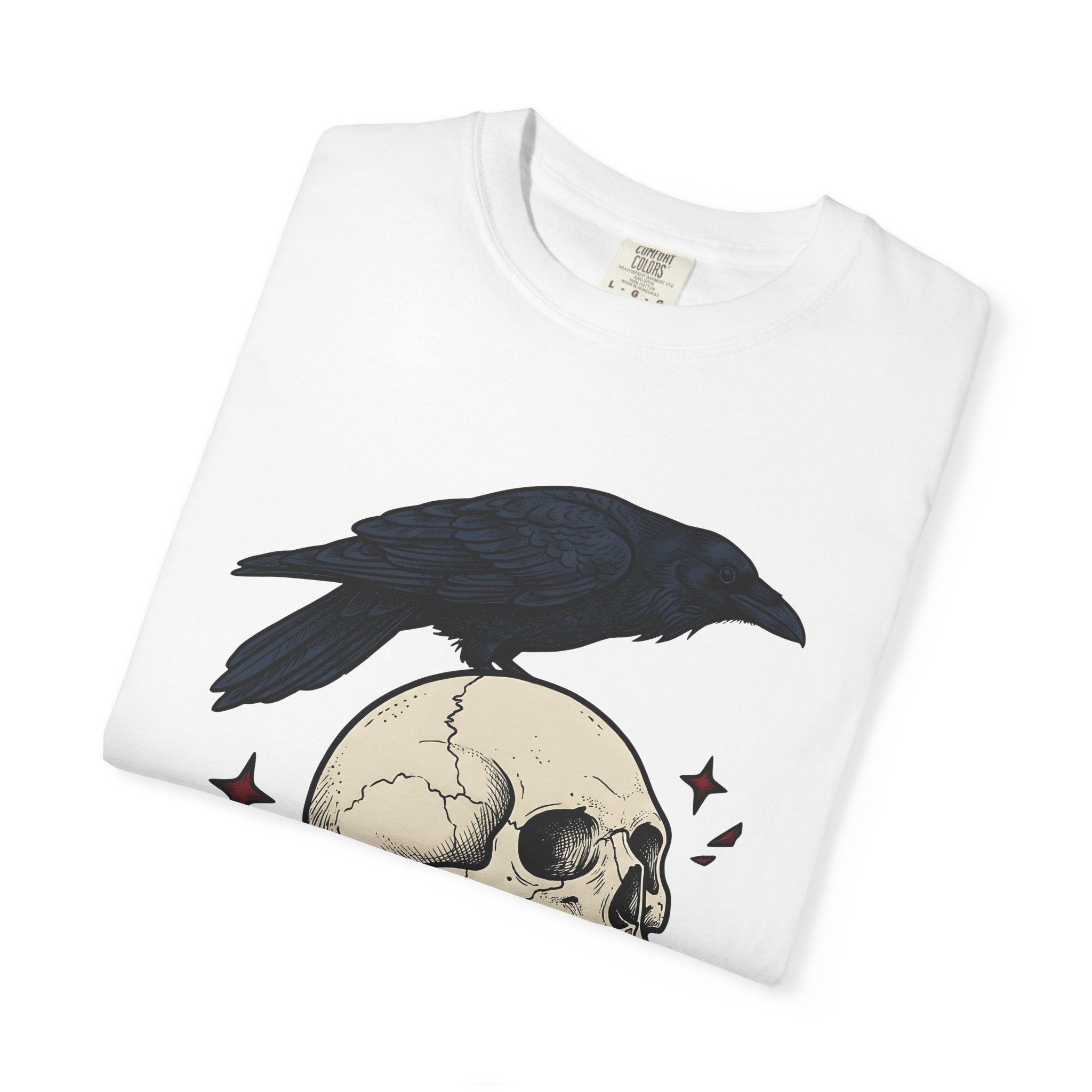Raven Skull Shirt Halloween Gothic Gift Women Gothic Tee Crow T-Shirt Horror Fan Dark Tshirt Dark Graphic Vintage Stars Tshirt
