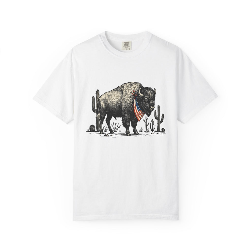 Bison Drawing Shirt America Ranch Gift Women Old School Tee Buffalo T-Shirt American Fan Vintage Tshirt Ranch Graphic Line Art Prickly Pear