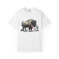 Bison Drawing Shirt America Ranch Gift Women Old School Tee Buffalo T-Shirt American Fan Vintage Tshirt Ranch Graphic Line Art Prickly Pear