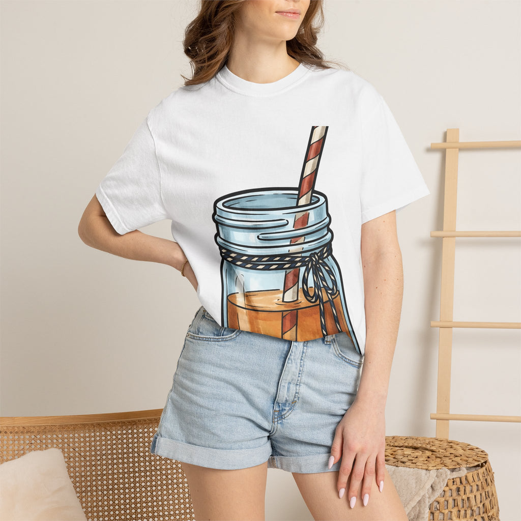 Mason Jar Cup Shirt America Holiday Gift Women Line Art Tee Mason Jar T-Shirt Patriot Fan Hand Drawn Tshirt Holiday Graphic Distressed