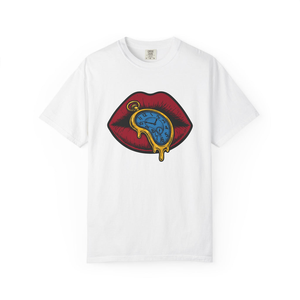 Melting Clock Lips Shirt Surreal Fashion Gift Women Pop Art Tee Timepiece T-Shirt Surrealist Fan Pop Culture Tshirt Style Graphic Vintage
