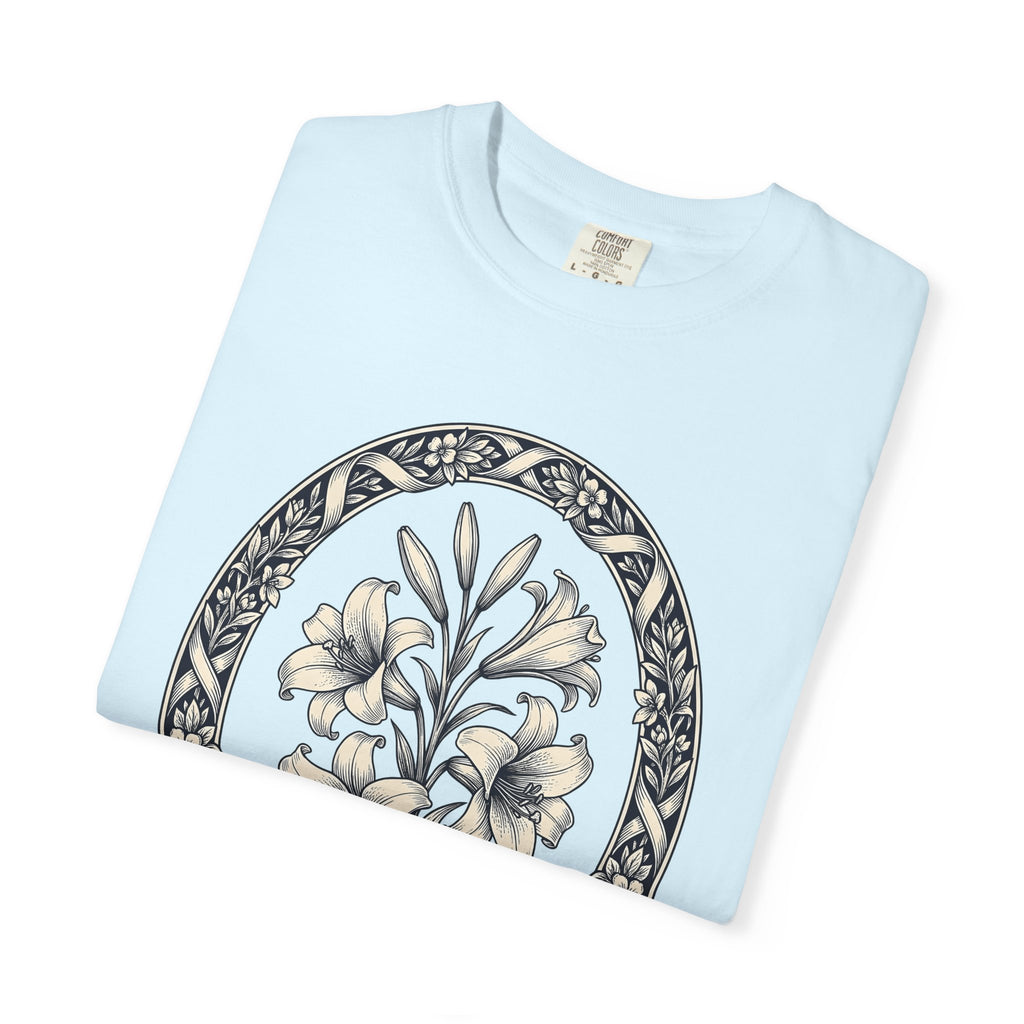 Lily Bloom Shirt Easter Flower Gift Women Botanical Art Tee Flower T-Shirt Spring Fan Floral Tshirt Botanical Illustration Retro Flower
