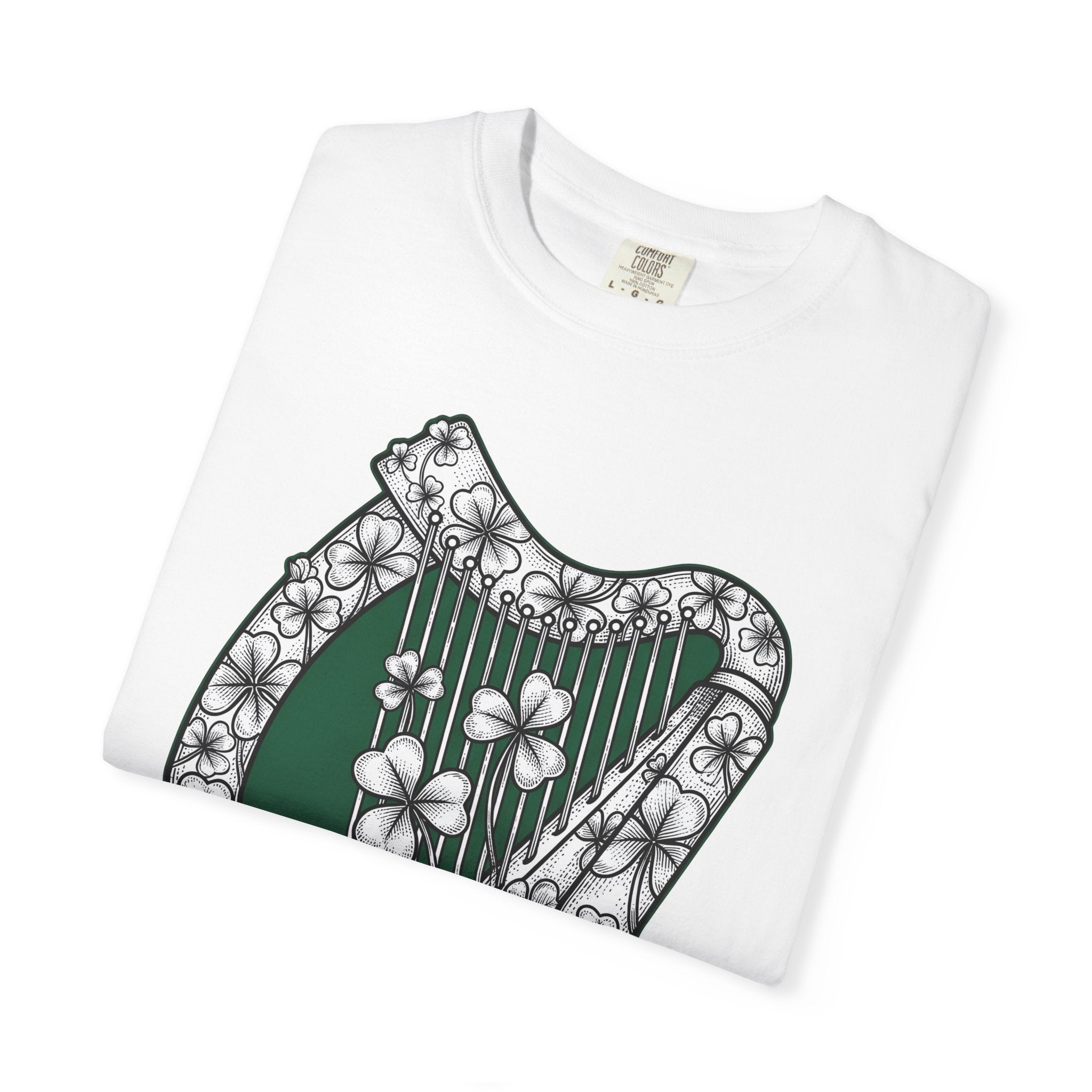 Shamrock Harp Shirt St Patrick's Day Gaelic Gift Women Line Art Tee Harp T-Shirt Patrick's Day Fan Celtic Graphic Tshirt Hand Drawn Clover
