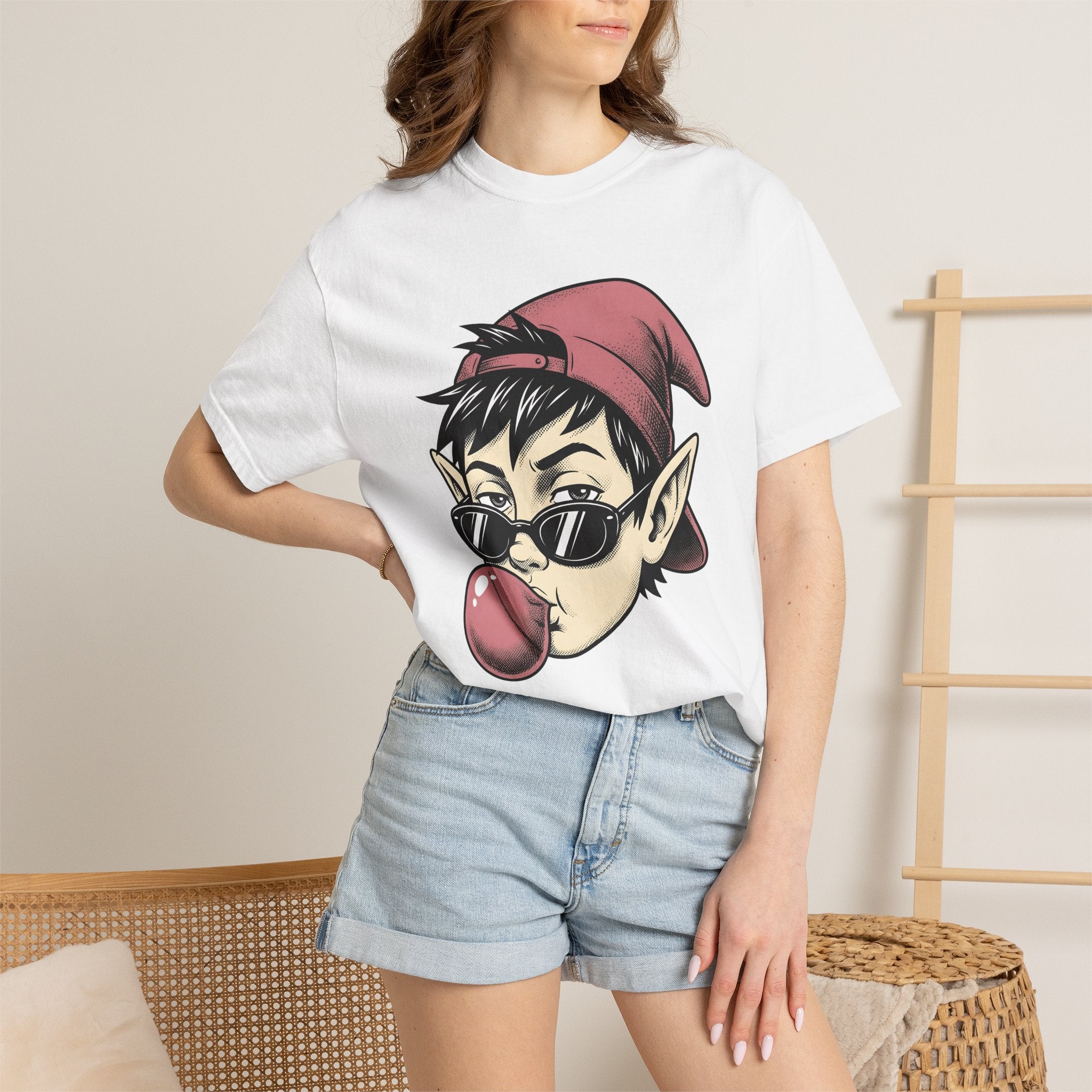 Funny Elf Shirt Christmas Joke Gift Women Comic Tee Elf T-Shirt Xmas Fan Cartoon Tshirt Pun Graphic Vintage Shades Tshirt