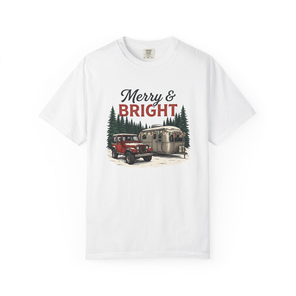Camper Van Shirt Christmas Camping Gift Women Vintage Tee Motorhome T-Shirt Holiday Fan Retro Tshirt Outdoor Graphic Hand Drawn Christmas
