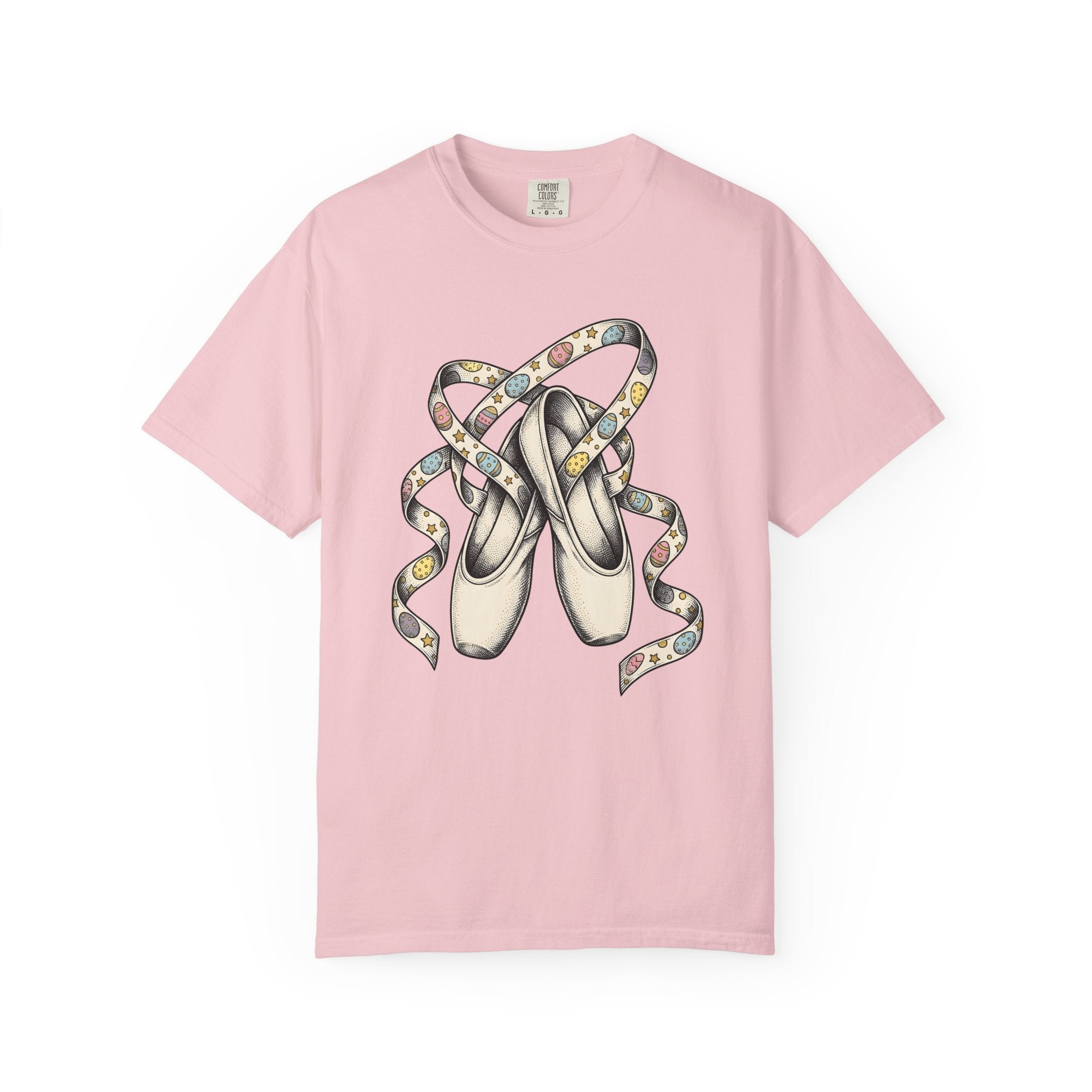 Ballet Flats Shirt Easter Recital Gift Women Cartoon Tee Dance Shoes T-Shirt Easter Fan Toon Tshirt Performance Graphic Sketch Painted Eggs