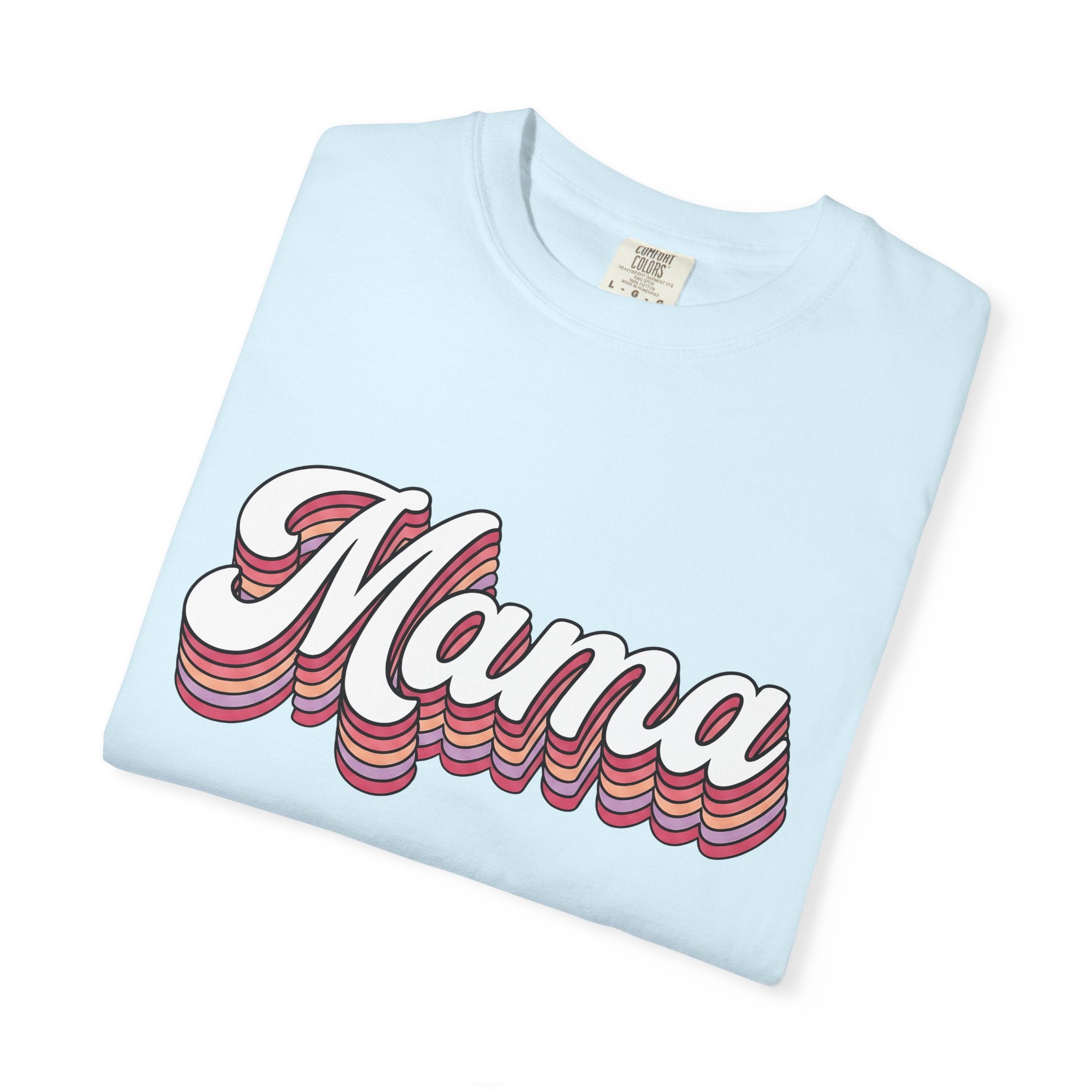 Retro Mama Text Shirt Mom Family Gift Women Bold Tee Mama T-Shirt Mother Enthusiast Brash Tshirt Clan Graphic Vintage Layered Stripes Tshirt