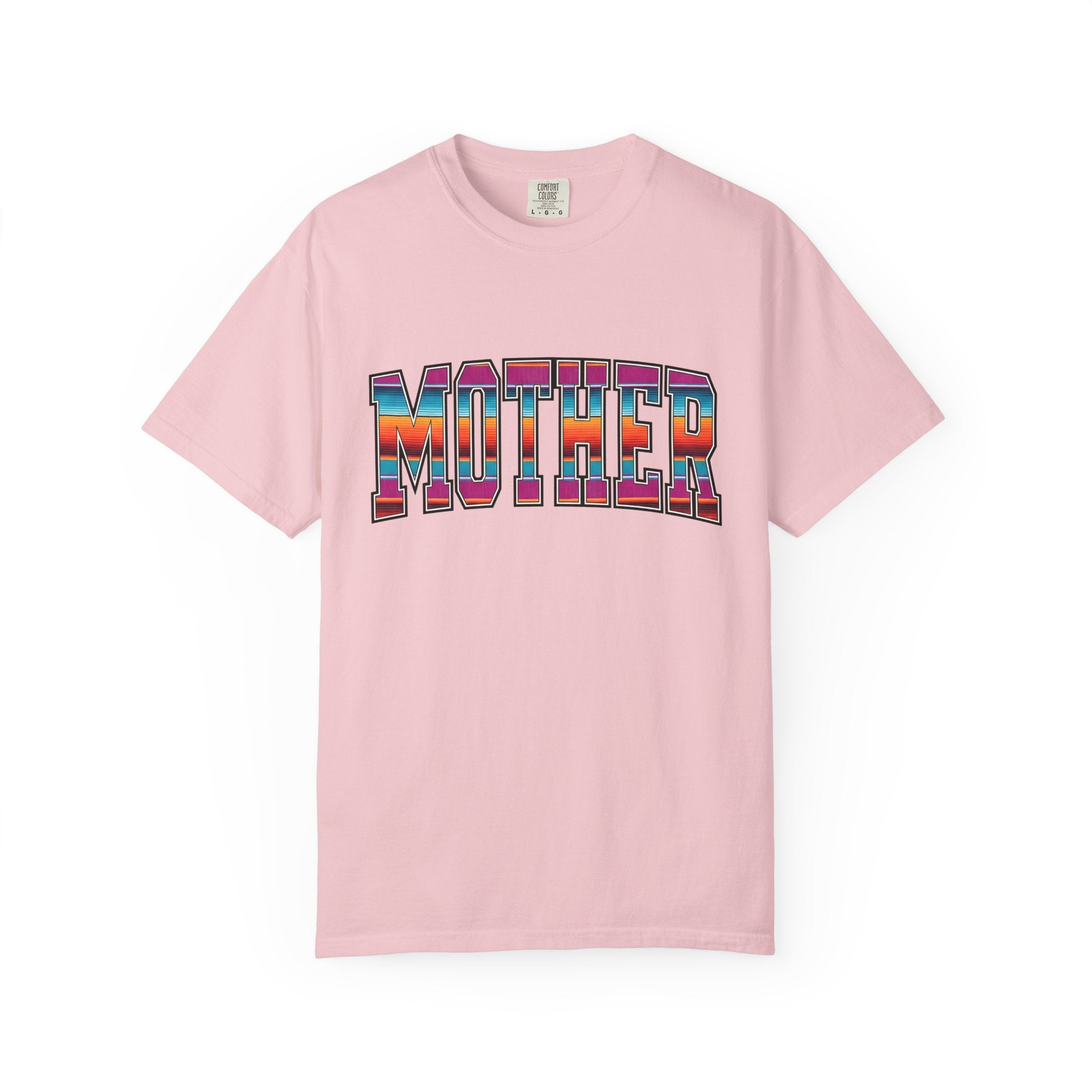 Bold Varsity Text Shirt Moms Family Gift Women Boho Tee Lettering T-Shirt Motherhood Fan Hippie Tshirt Clan Graphic Retro Rainbow Stripe