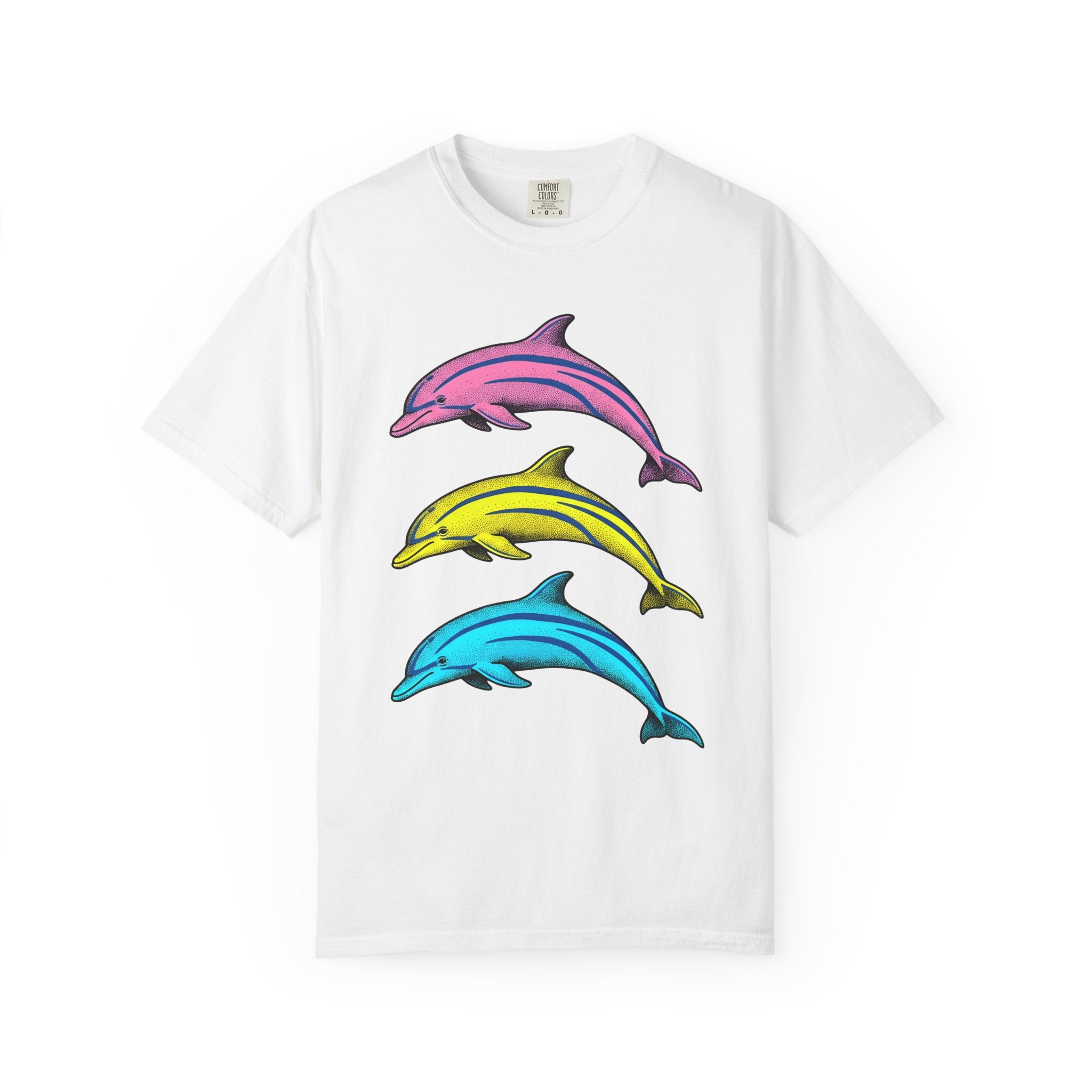 Colorful Dolphins Shirt Cottagecore Animal Gift Women Pop Art Tee Dolphin T-Shirt Home Decor Fan Orca Tshirt Wildlife Graphic Retro Ocean