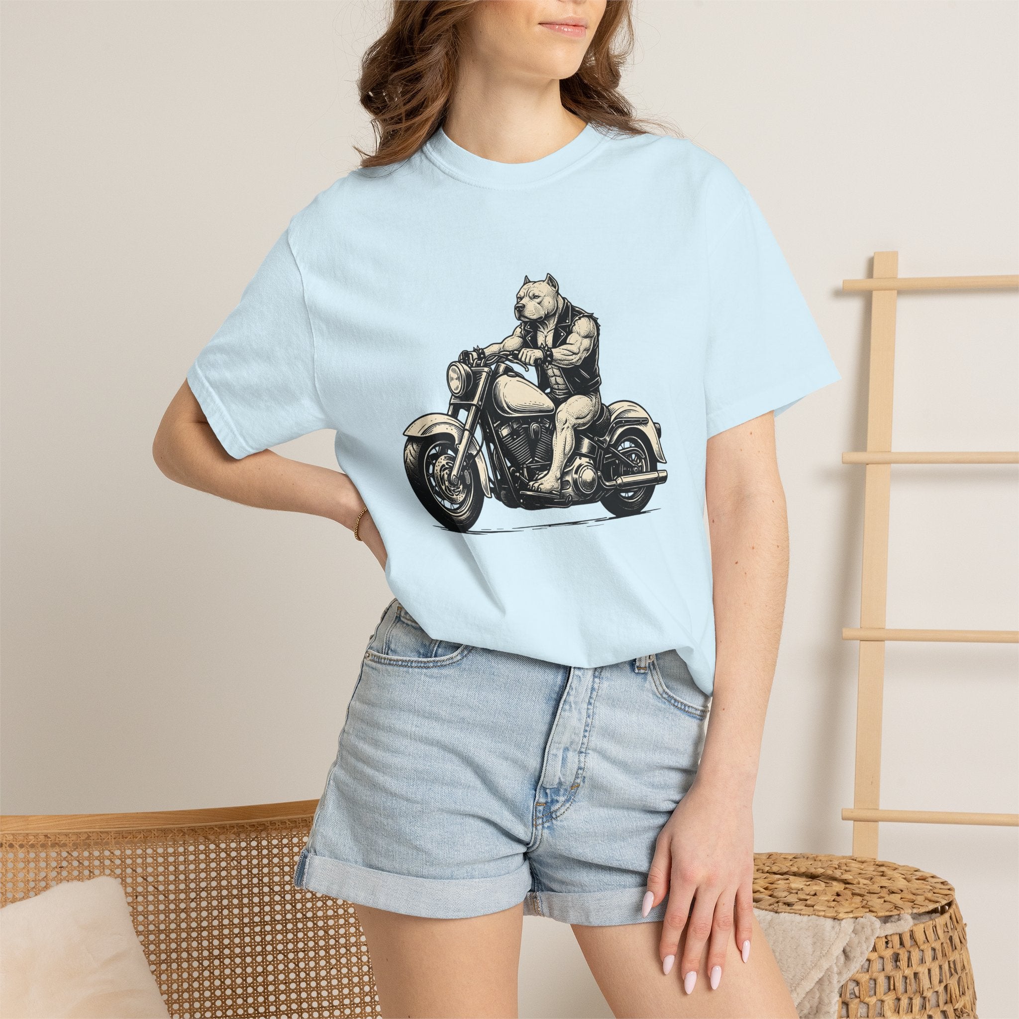 Biker Pup Shirt Dog Biker Gang Gift Women Old School Tee Puppy T-Shirt Dog Fan Retro Tshirt Motorcycle Graphic Classic Chopper Tshirt