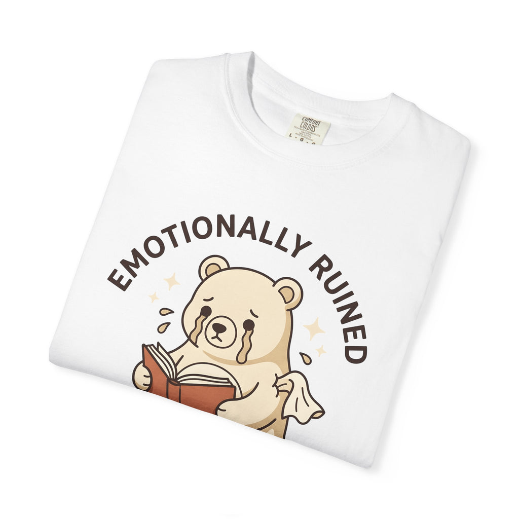 Crying Bear Shirt Cute Bookworm Gift Women Chibi Tee Teddy T-Shirt Adorable Fan Cartoon Tshirt Bibliophile Graphic Illustration Open Book