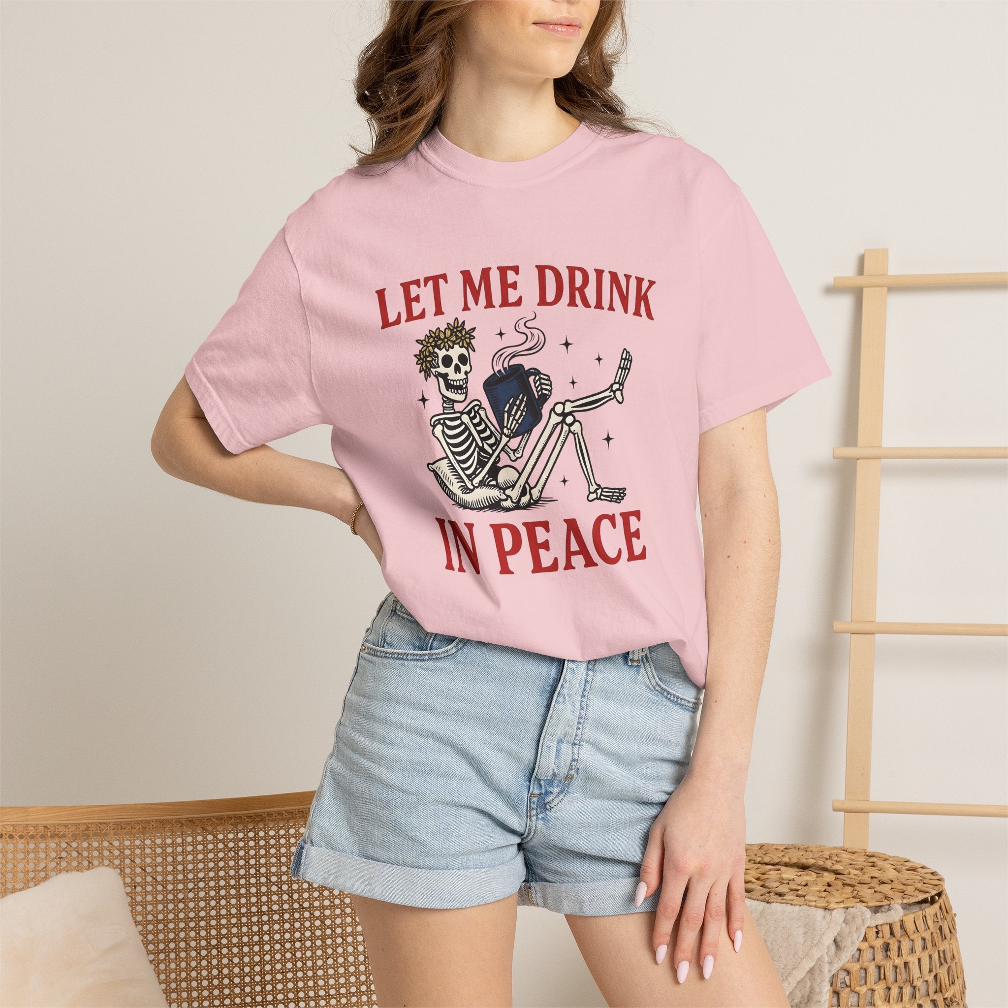 Skull Coffee Cup Shirt Funny Cappuccino Gift Women Cartoon Tee Coffee Mug T-Shirt Humor Fan Comic Tshirt Coffee Illustration Hand Drawn