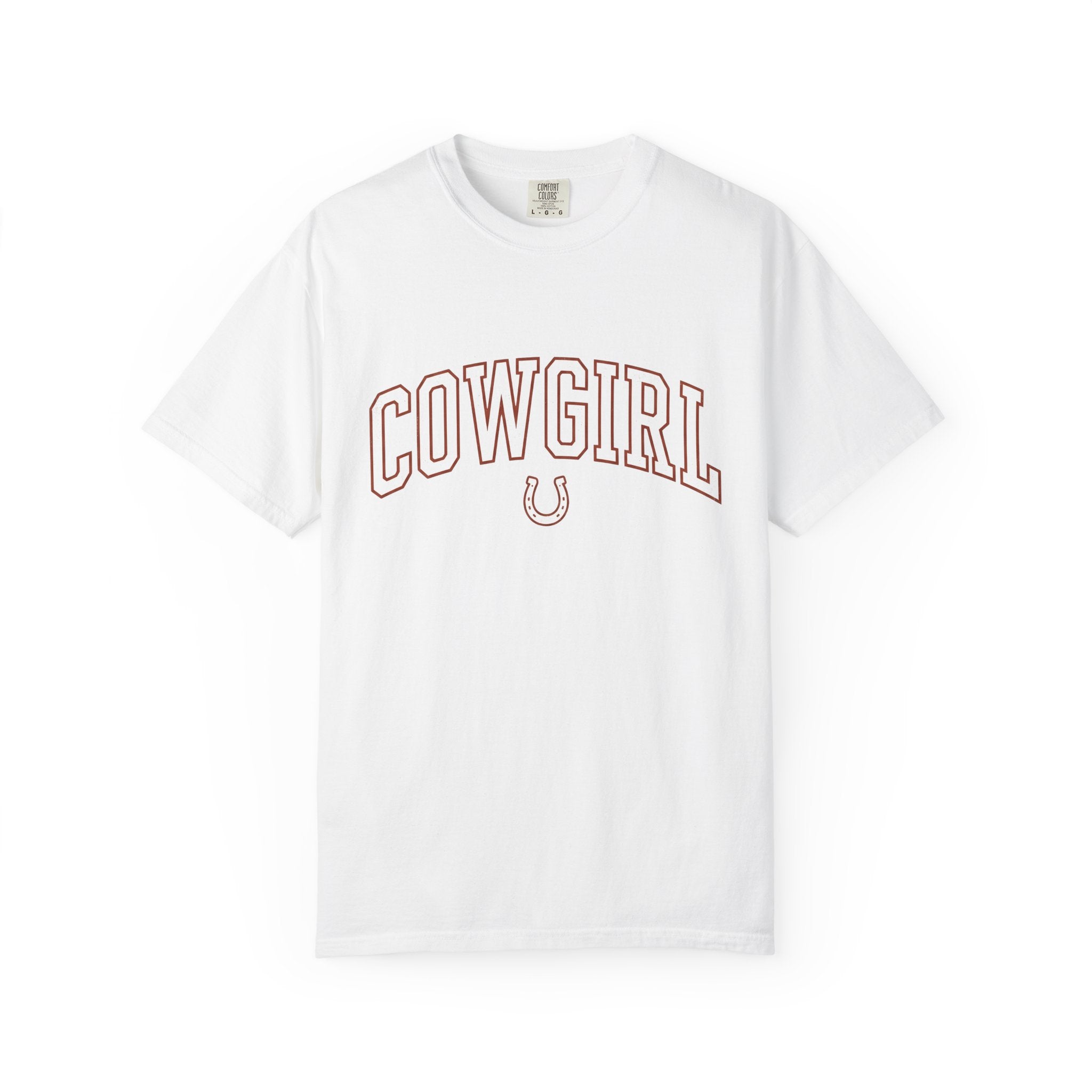 Varsity Font Shirt Cowgirl Western Gift Women Antique Tee Lettering T-Shirt Rodeo Fan Vintage Tshirt Country Graphic Traditional Horseshoe