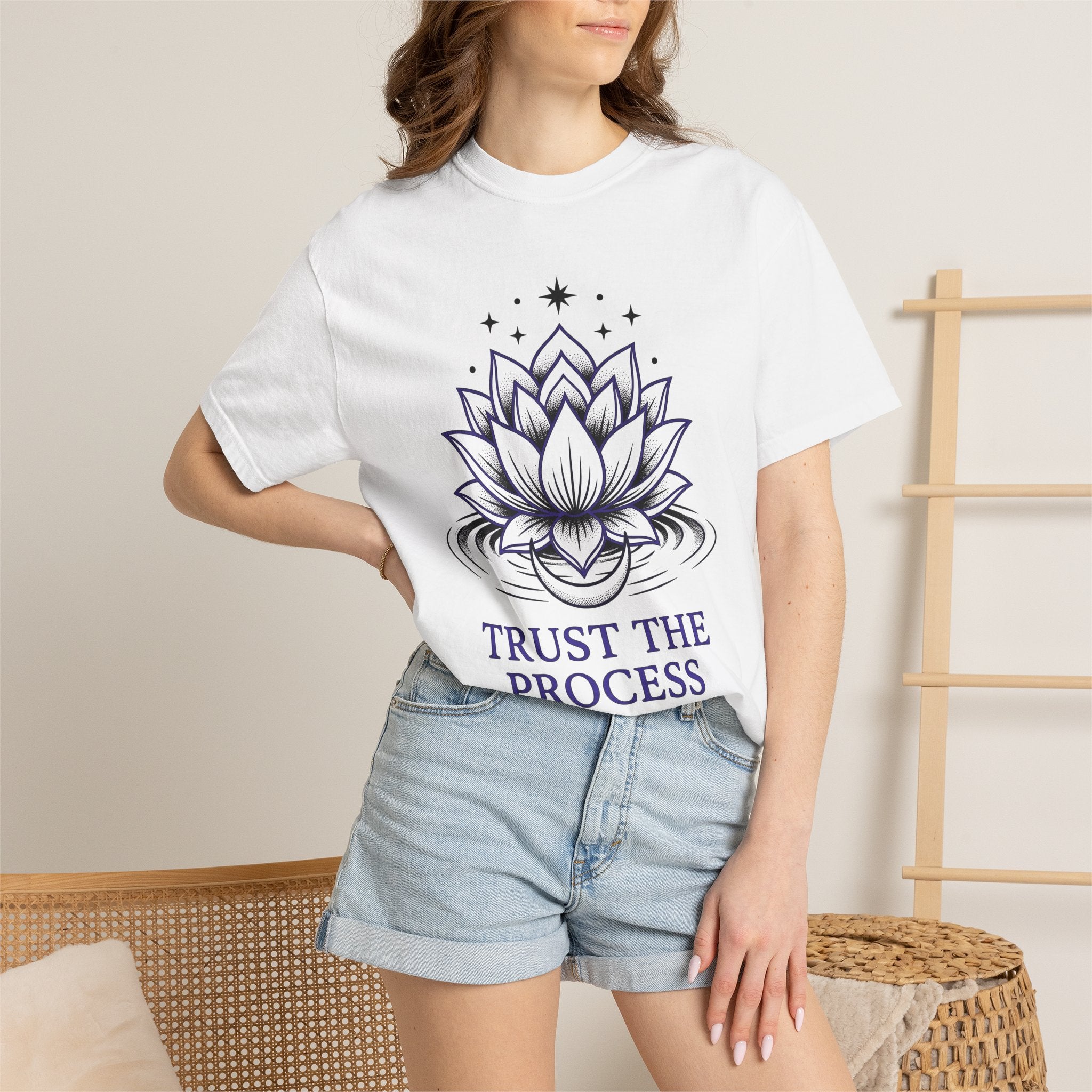 Water Lily Shirt Boho Chic Mindfulness Gift Women Zen Tee Lotus T-Shirt Hippie Enthusiast Minimalist Tshirt Meditation Graphic Patterned