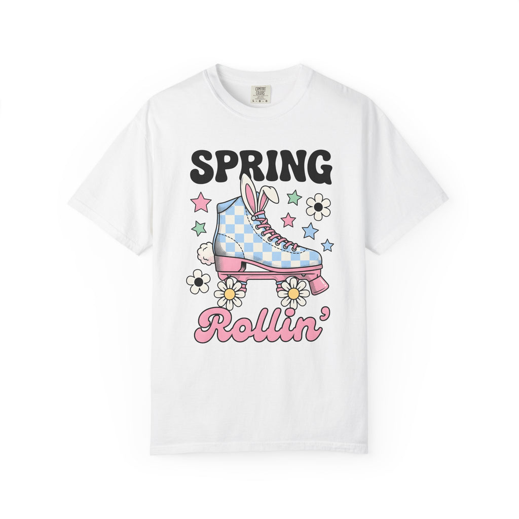 Bunny Skate Shirt Easter Plants Gift Women Classic Tee Rabbit Skate T-Shirt Easter Fan Spring Tshirt Vintage Illustration Floral Graphic