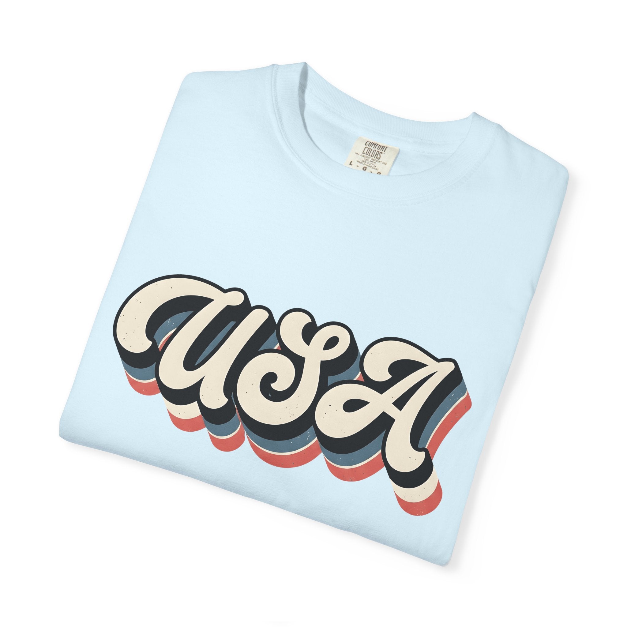 Usa Script Shirt America/4th Of July Patriotic Gift Women Retro Tee American Flag T-Shirt Independence Day Fan Vintage Graphic Tshirt