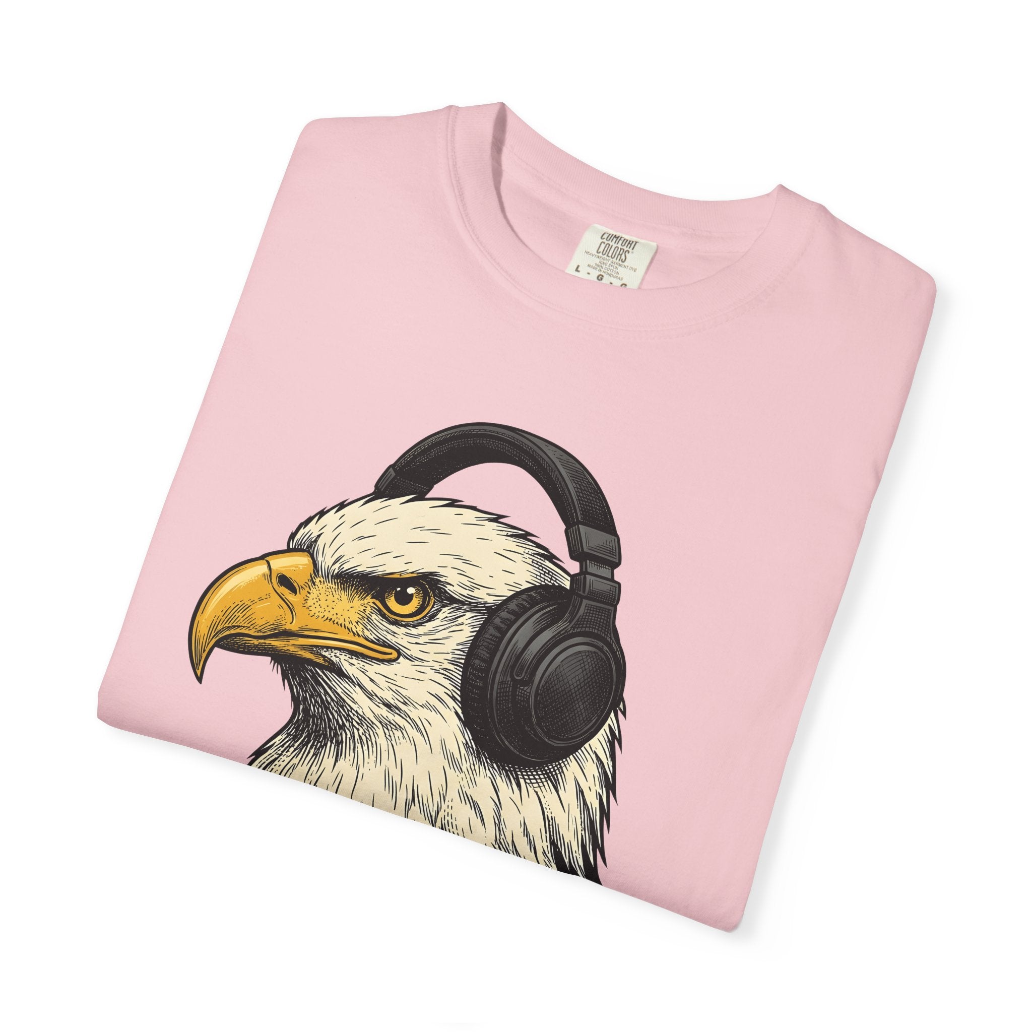 Eagle Headphones Shirt Animals Music Gift Women Hand Drawn Tee Headset T-Shirt Wildlife Fan Earphones Tshirt Melodic Graphic Vintage Music