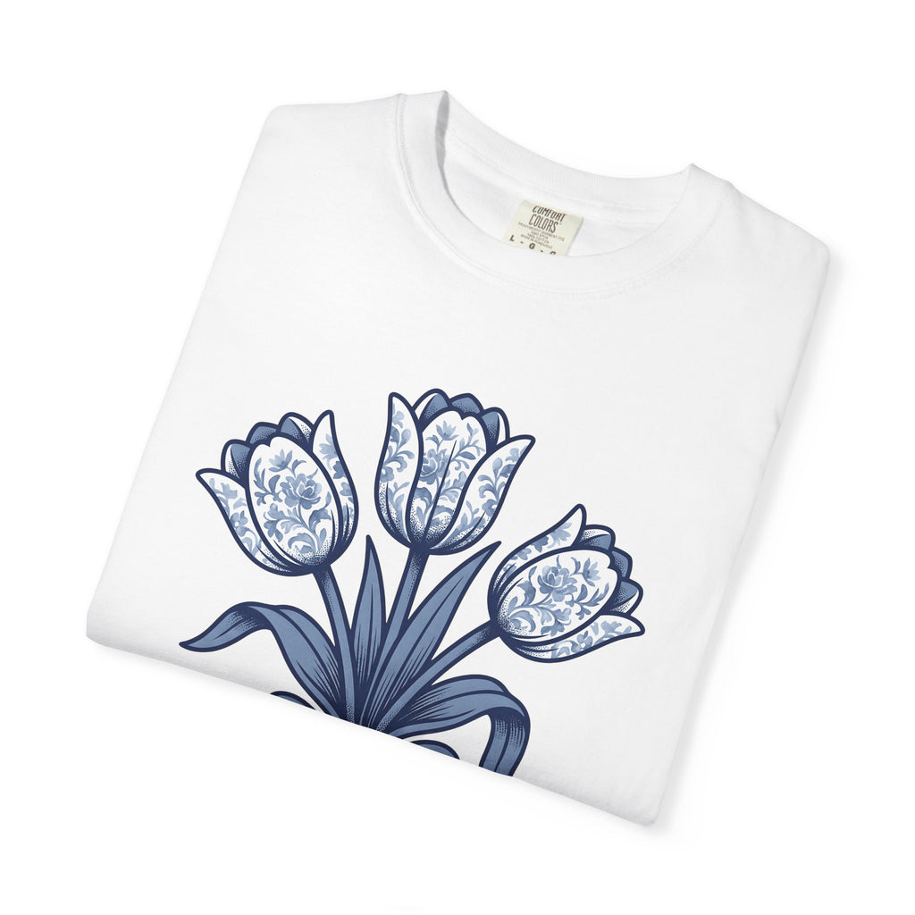 Tulip Flowers Shirt Easter Bouquet Gift Women Retro Tee Flower T-Shirt Spring Fan Floral Tshirt Floral Graphic Simple Bow Tshirt