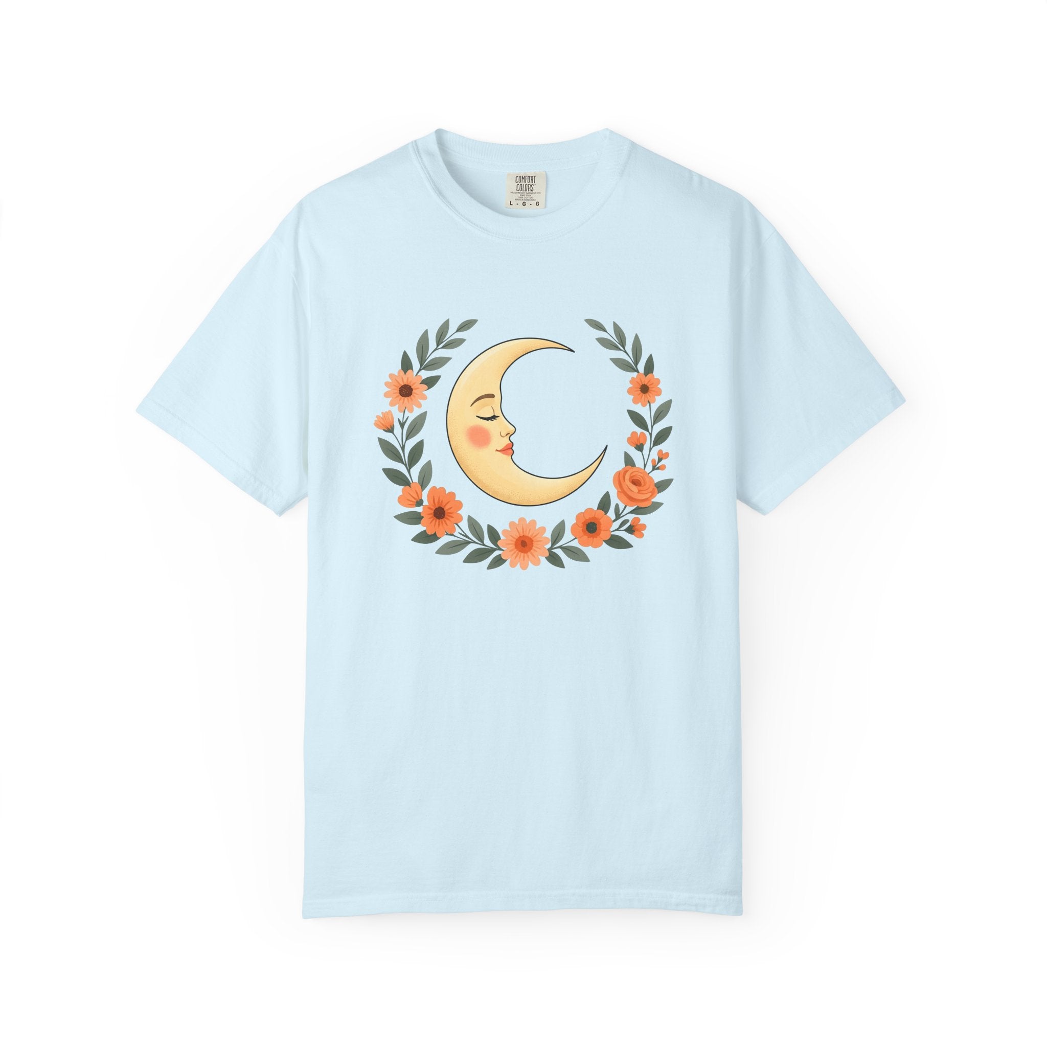 Crescent Moon Shirt Boho Chic Astrology Gift Women Hippie Tee Lunar T-Shirt Bohemian Fan Psychedelic Tshirt Zodiac Graphic Retro Flower