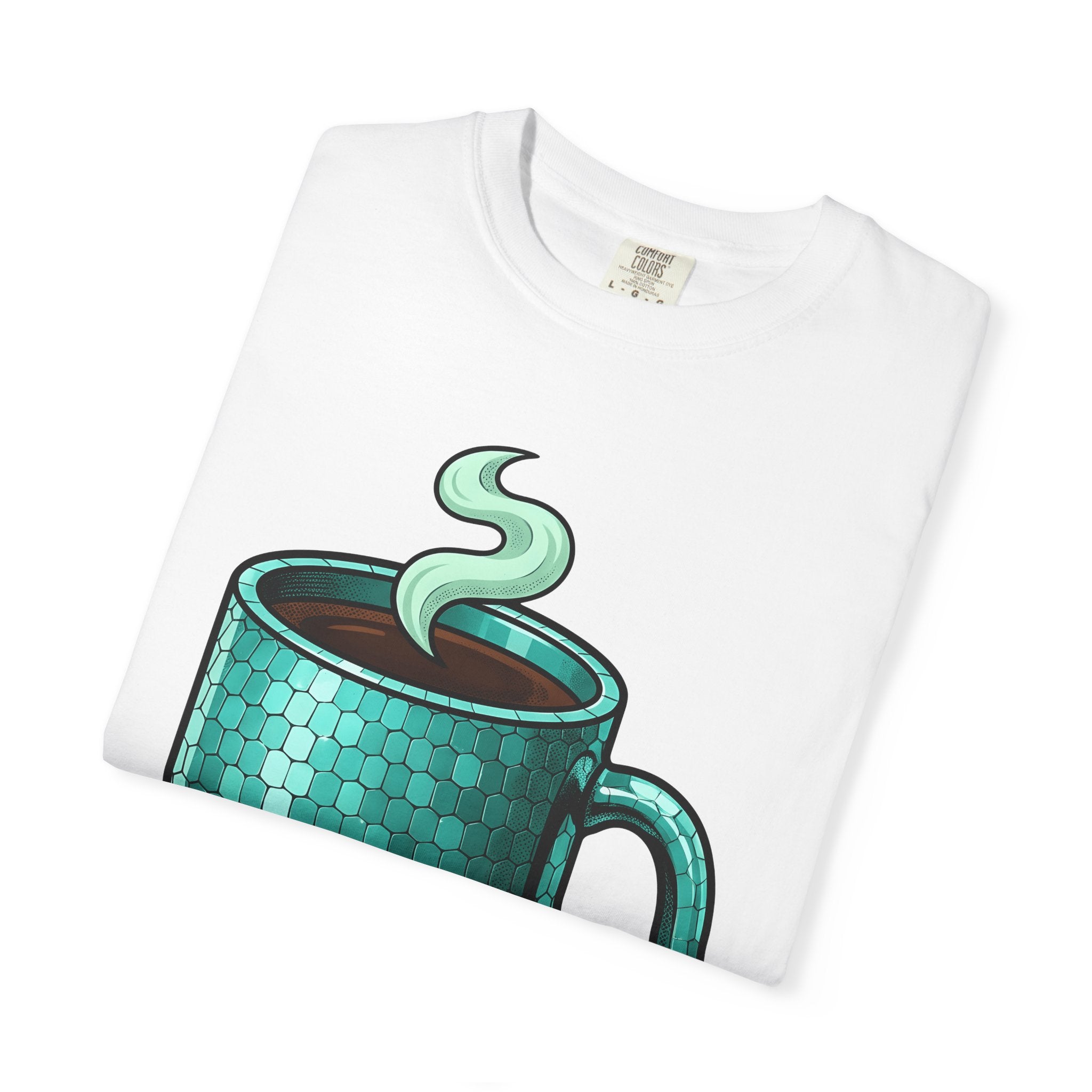 Coffee Mug Shirt Coffee Work Gift Women Cartoon Tee Mug T-Shirt Coffee Fan Cartoony Tshirt Office Graphic Retro Honeycomb Tshirt