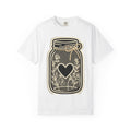 Canning Jar Heart Shirt Easter Country Gift Women Outline Tee Mason Jar T-Shirt Spring Fan Line Art Tshirt Rustic Graphic Modern Flower