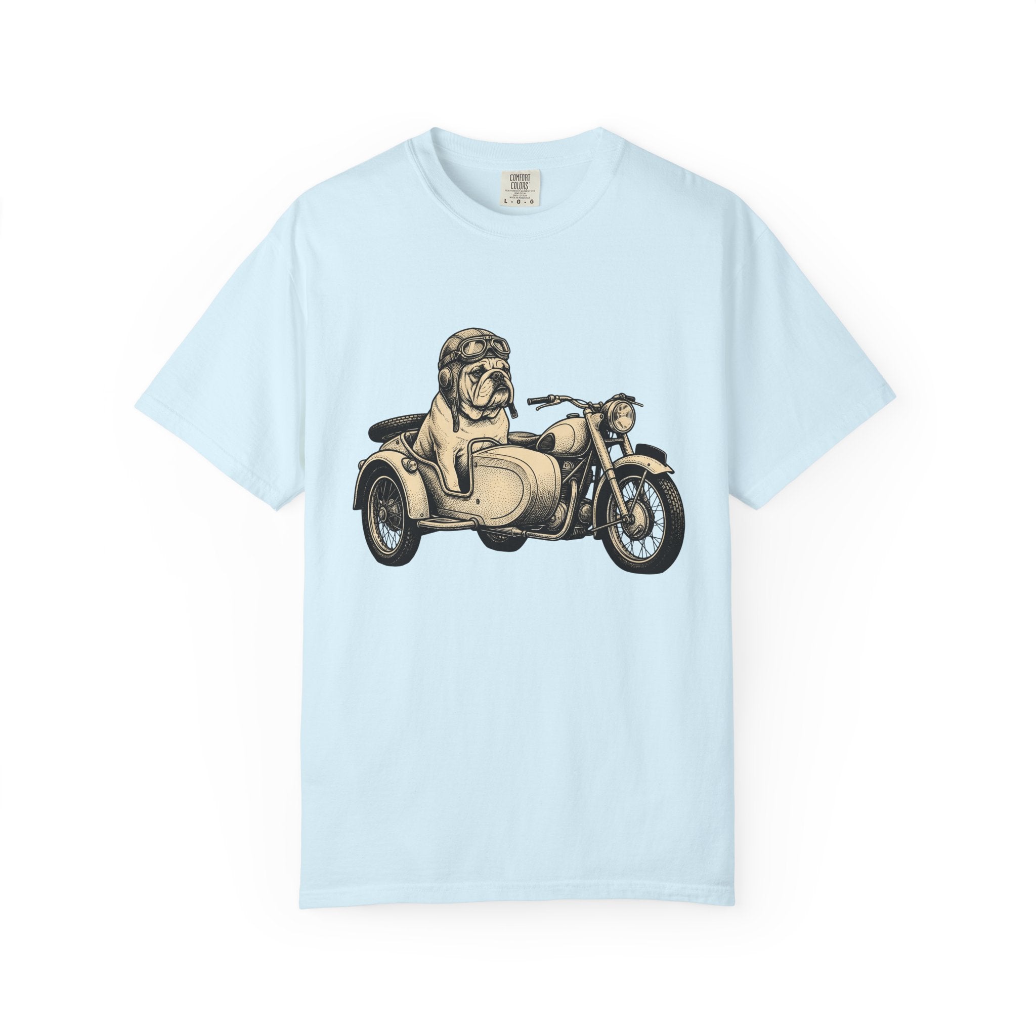 Bulldog Motorcycle Shirt Dog Biker Gift Women Vintage Tee Chopper T-Shirt Dog Fan Retro Tshirt Motorcyclist Graphic Hand Drawn Helmet Tshirt