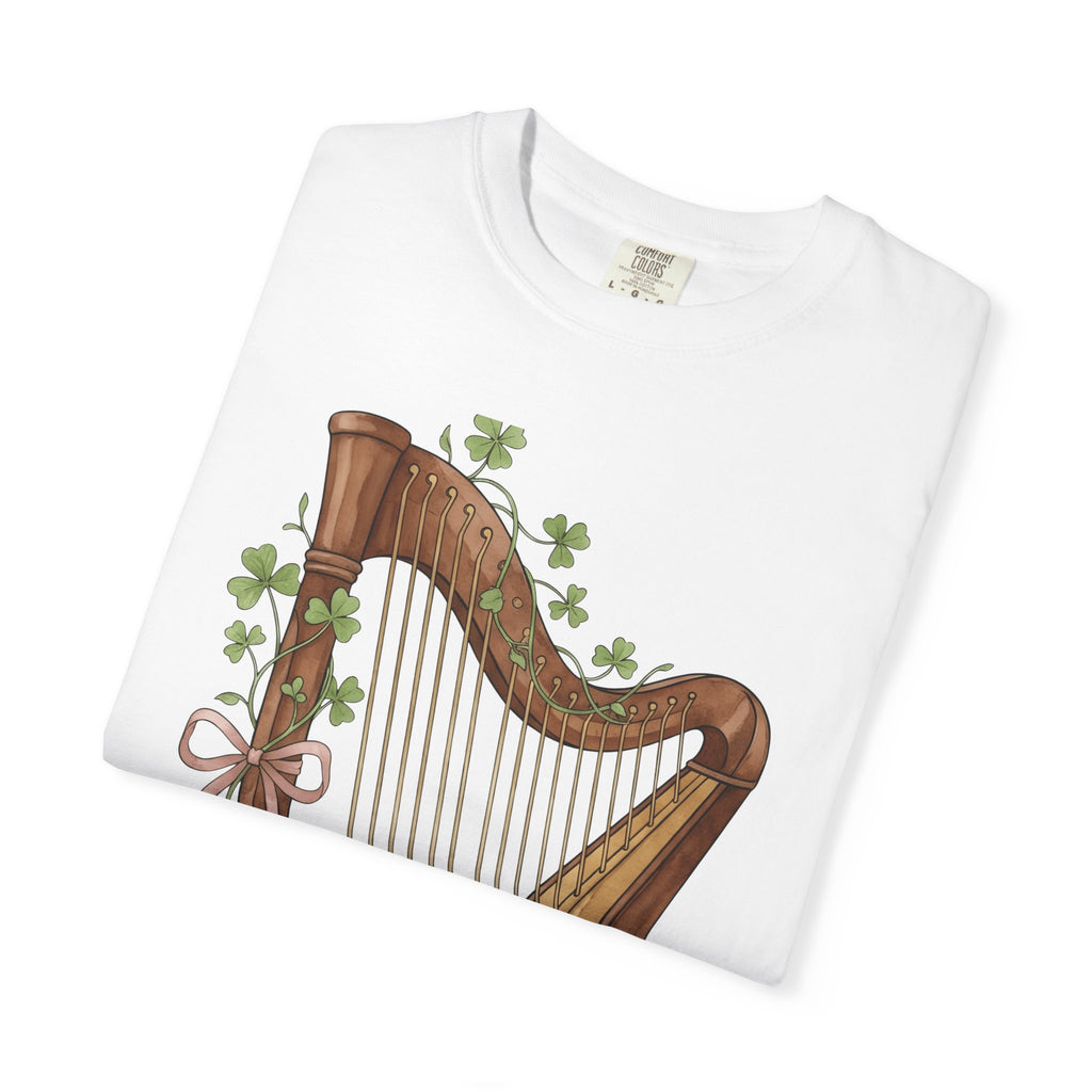 Harp Illustration Shirt St Patrick's Day Celtic Gift Women Watercolor Tee Lyre T-Shirt Irish Fan Watercolour Tshirt Gaelic Graphic Sketch