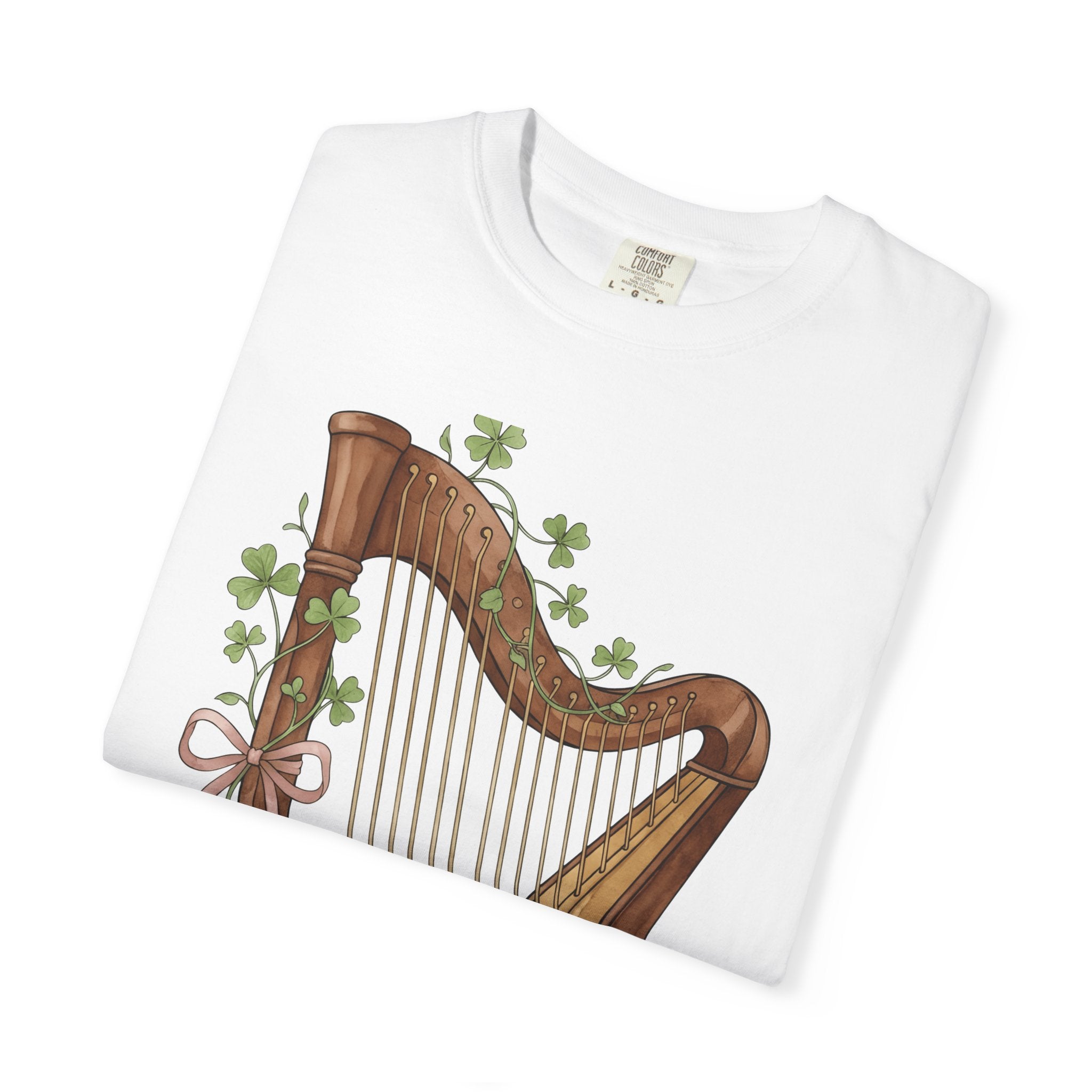 Harp Illustration Shirt St Patrick's Day Celtic Gift Women Watercolor Tee Lyre T-Shirt Irish Fan Watercolour Tshirt Gaelic Graphic Sketch