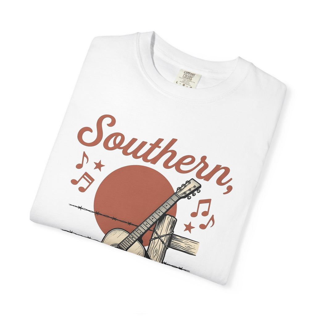 Guitar Fence Shirt Cowgirl Country Gift Women Vintage Tee Fence T-Shirt Cowboy Fan Retro Tshirt Country Graphic Hand Drawn Music Notes