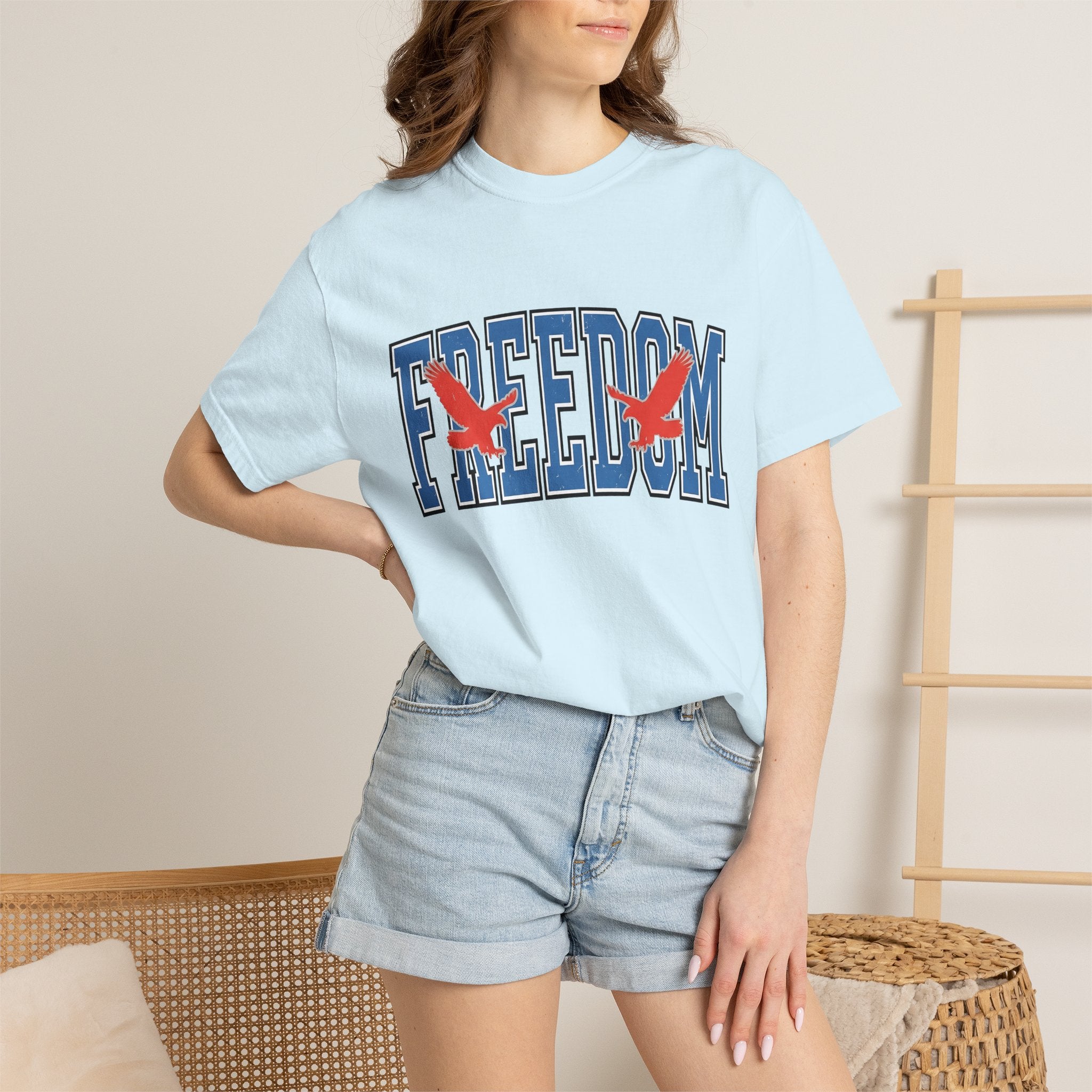 Eagle Print Shirt America Independence Gift Women Impactful Tee Bald Eagle T-Shirt Patriot Fan Vintage Tshirt Freedom Graphic Distressed